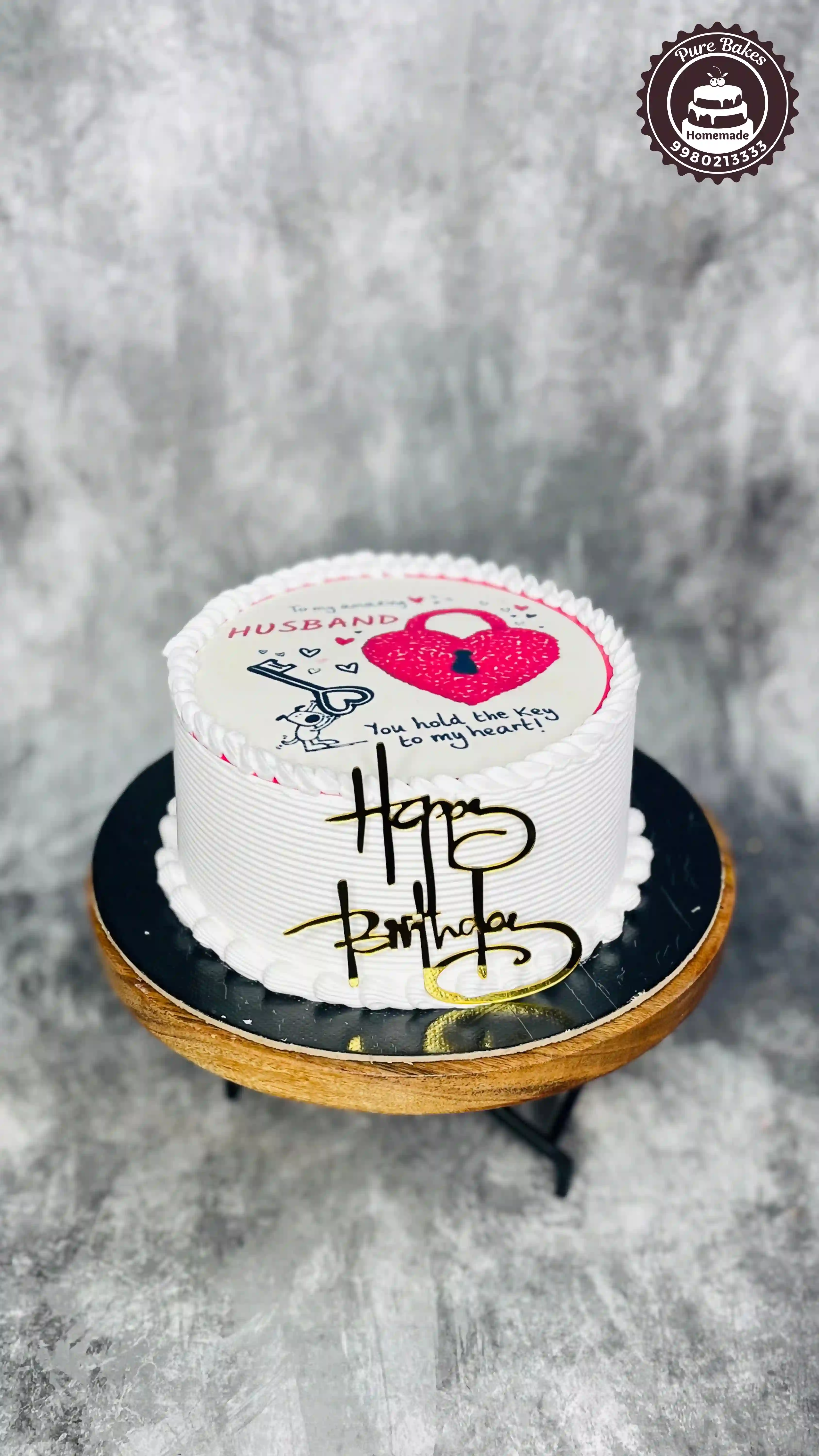 Birthday Cake with Heart Lock Theme Design