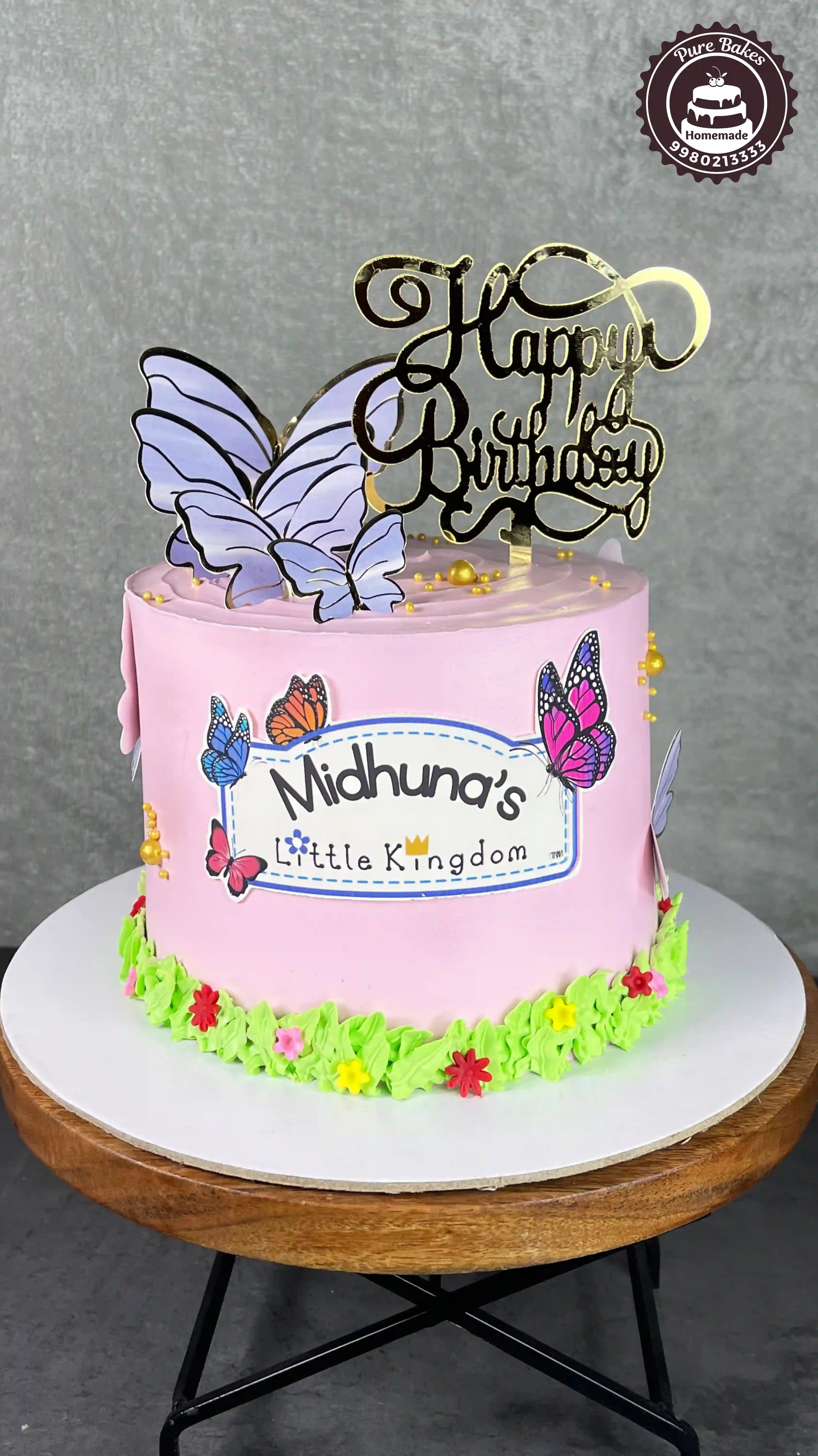 Butterfly Theme Pink Birthday Cake for Little Princess Party