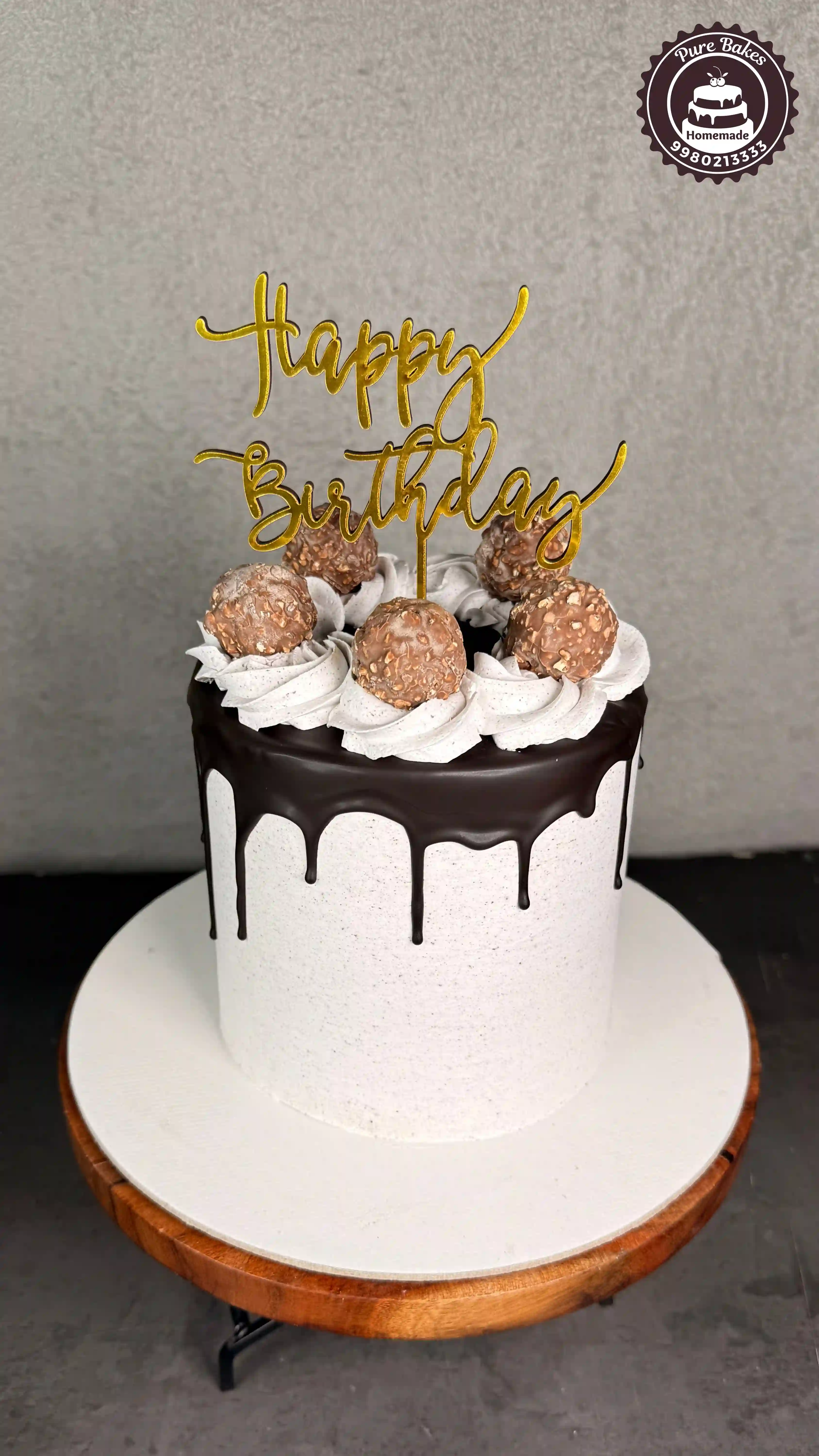 Chocolate Drip Birthday Cake with Ferrero Rocher Toppings