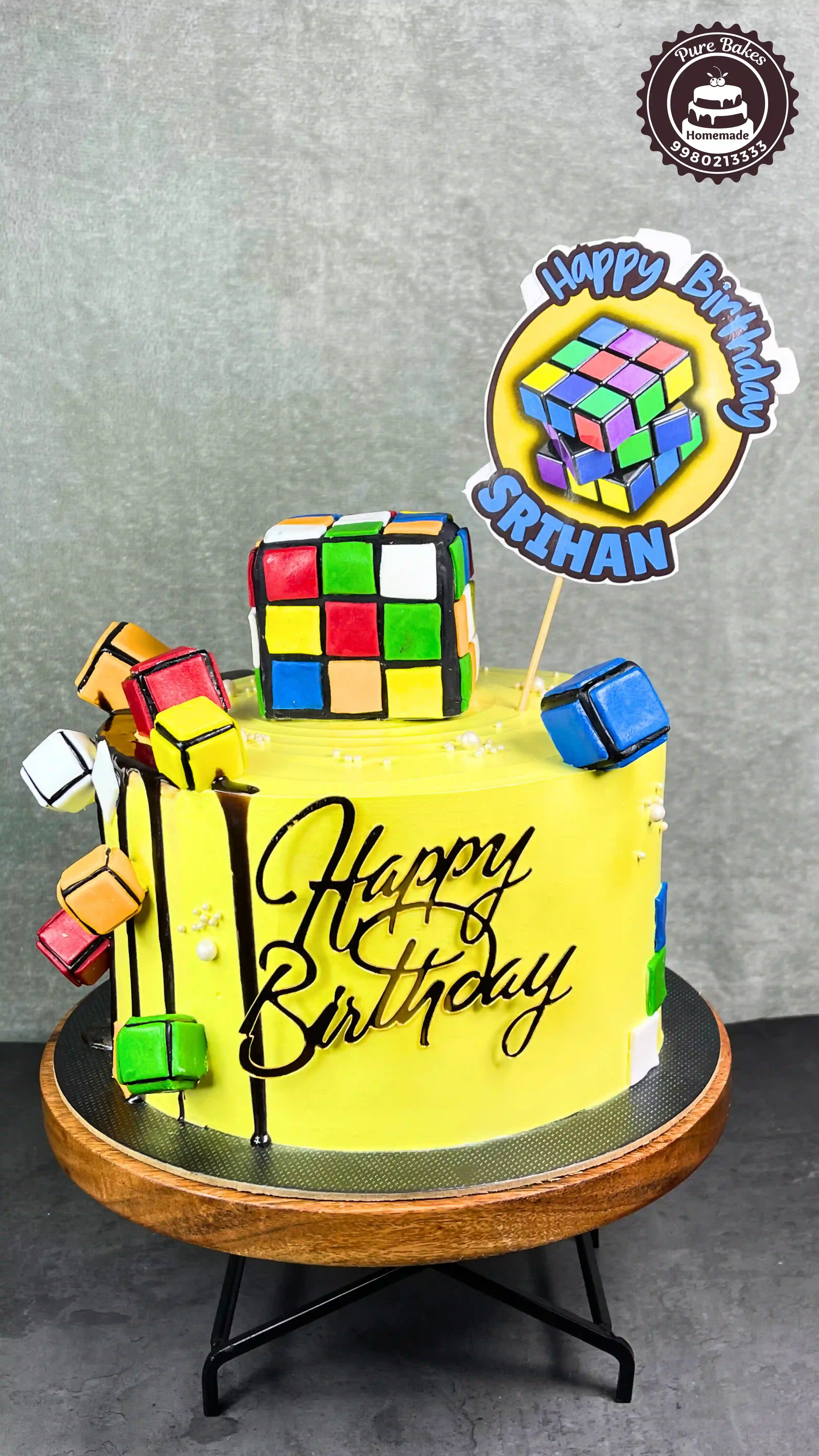 Colorful Rubiks Cube Birthday Cake for Kids Celebration