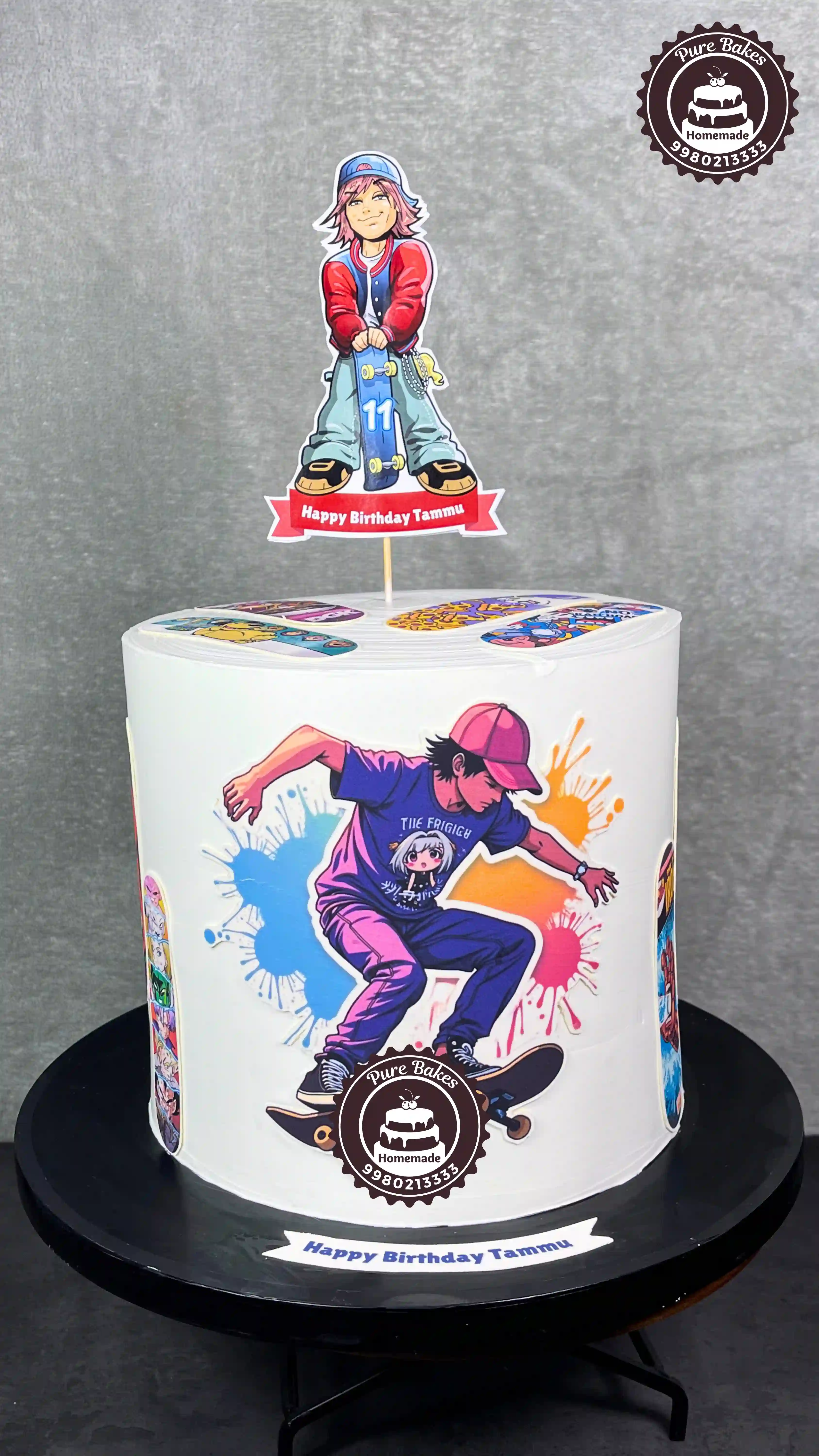 Cool Skateboard Boy Birthday Cake for Teen Celebrations