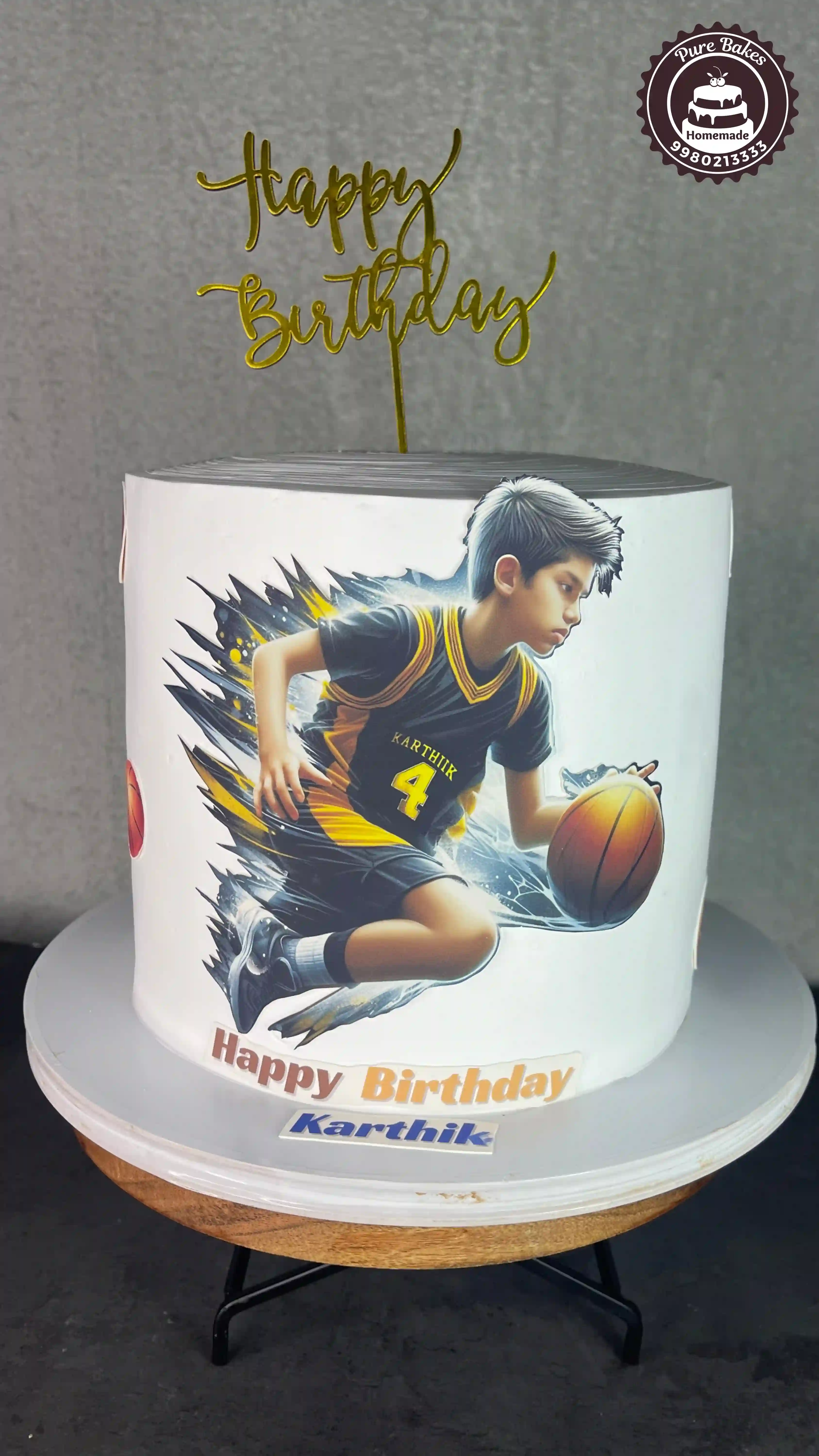 Custom Basketball Theme Birthday Cake for Sports Loving Kids