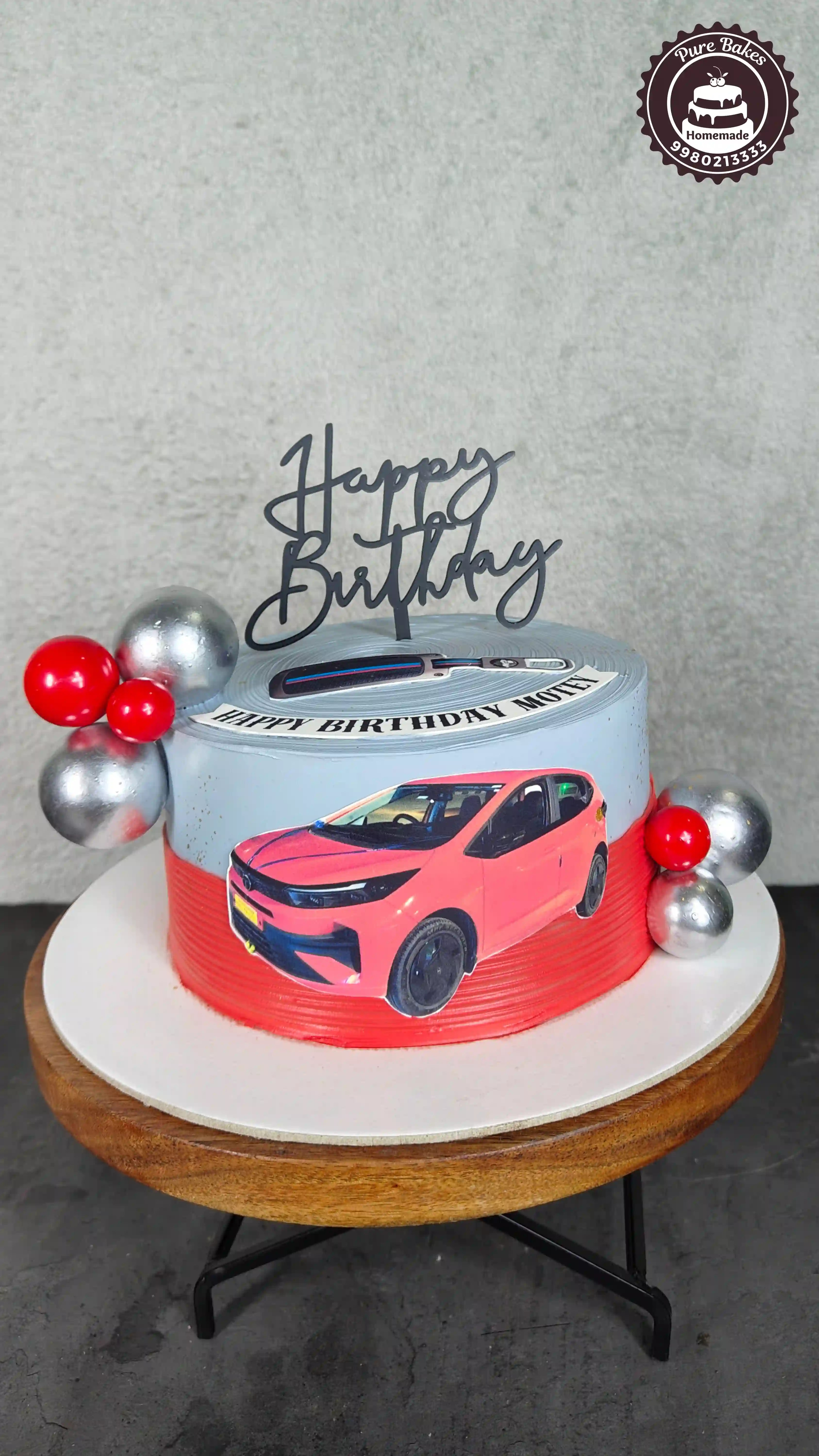 Custom Car Theme Birthday Cake with Modern Design
