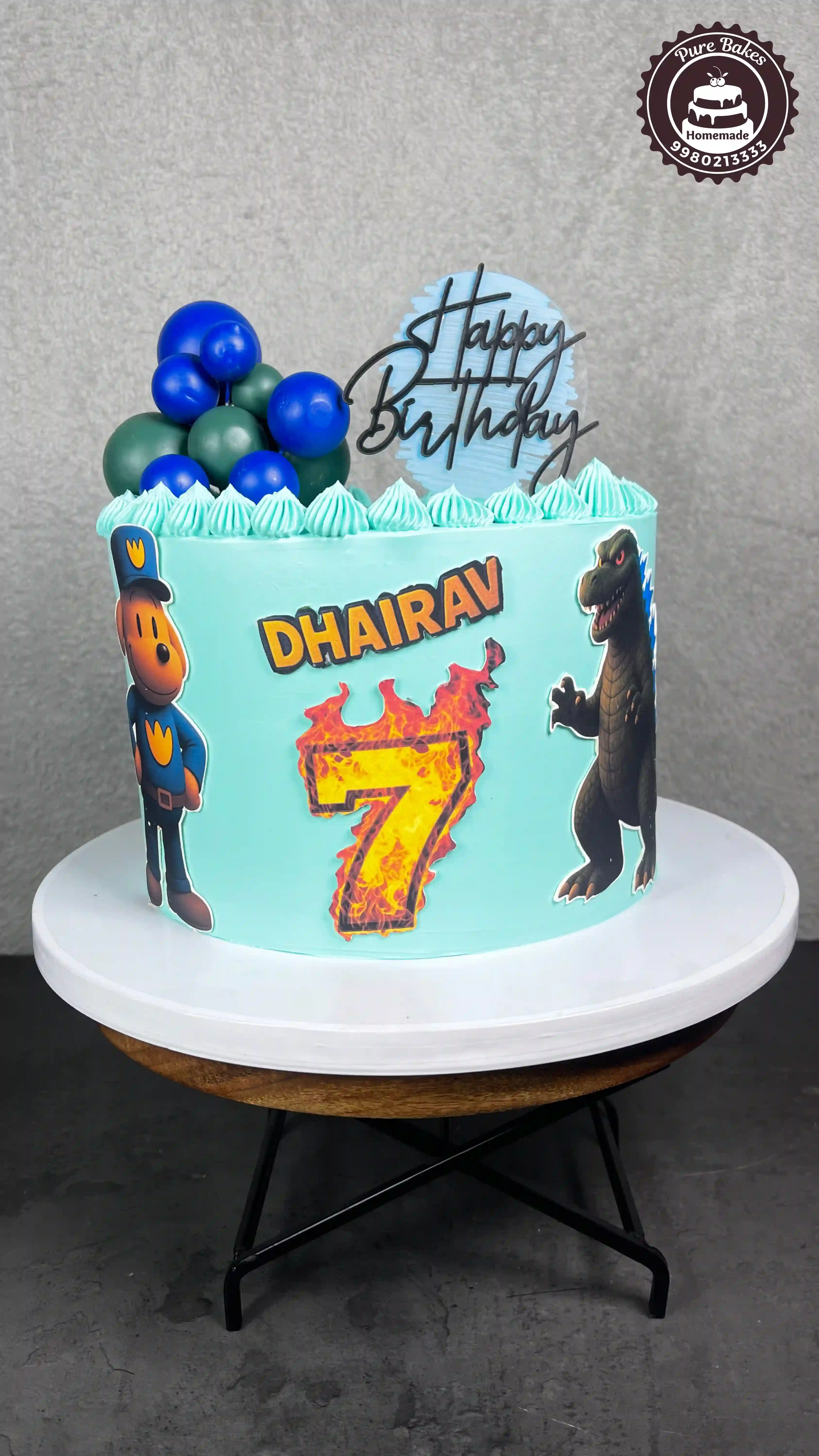 Custom Dinosaur Birthday Cake for Kids Seventh Birthday Celebration