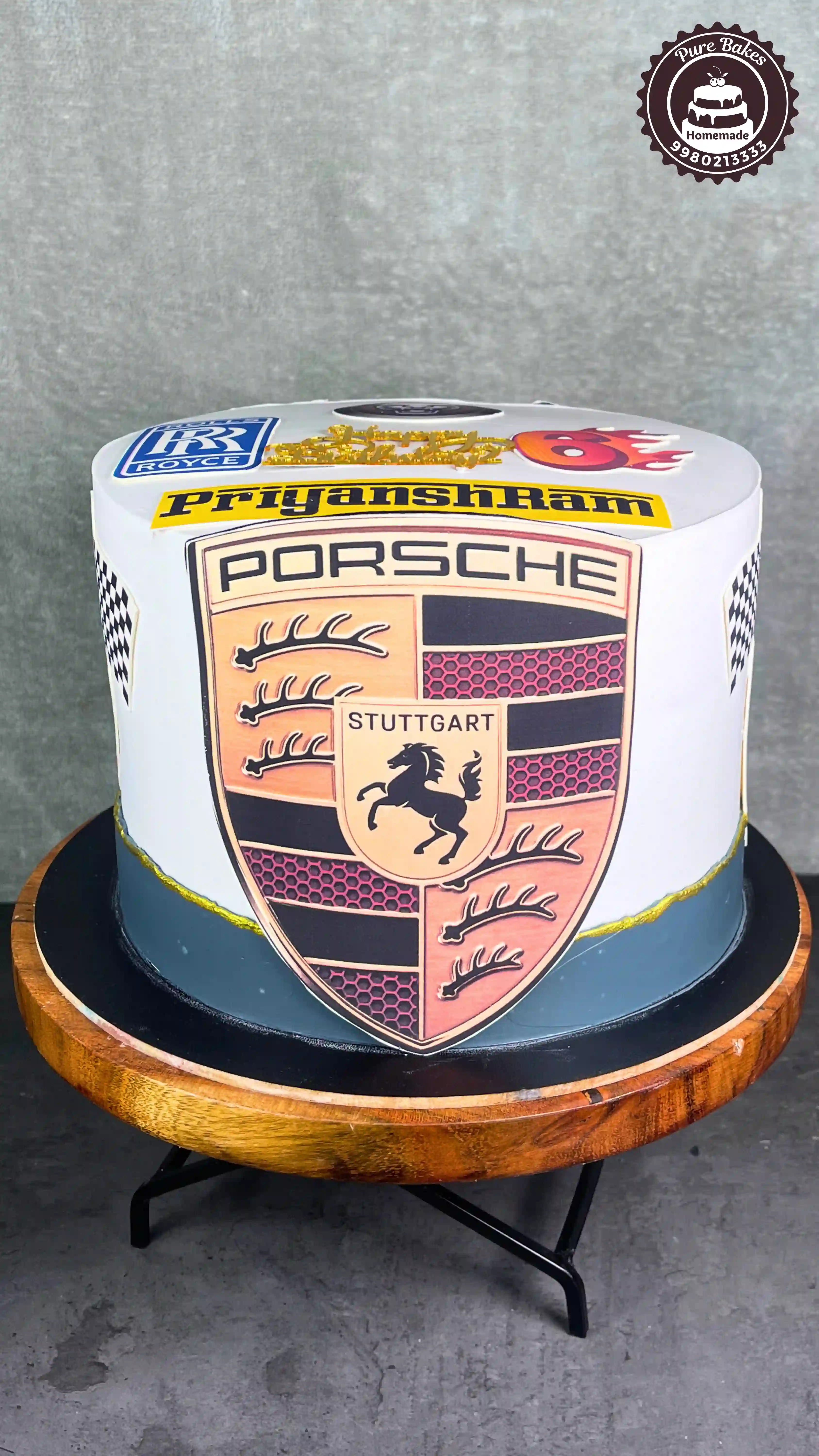 Custom Porsche Theme Birthday Cake for Car Enthusiasts
