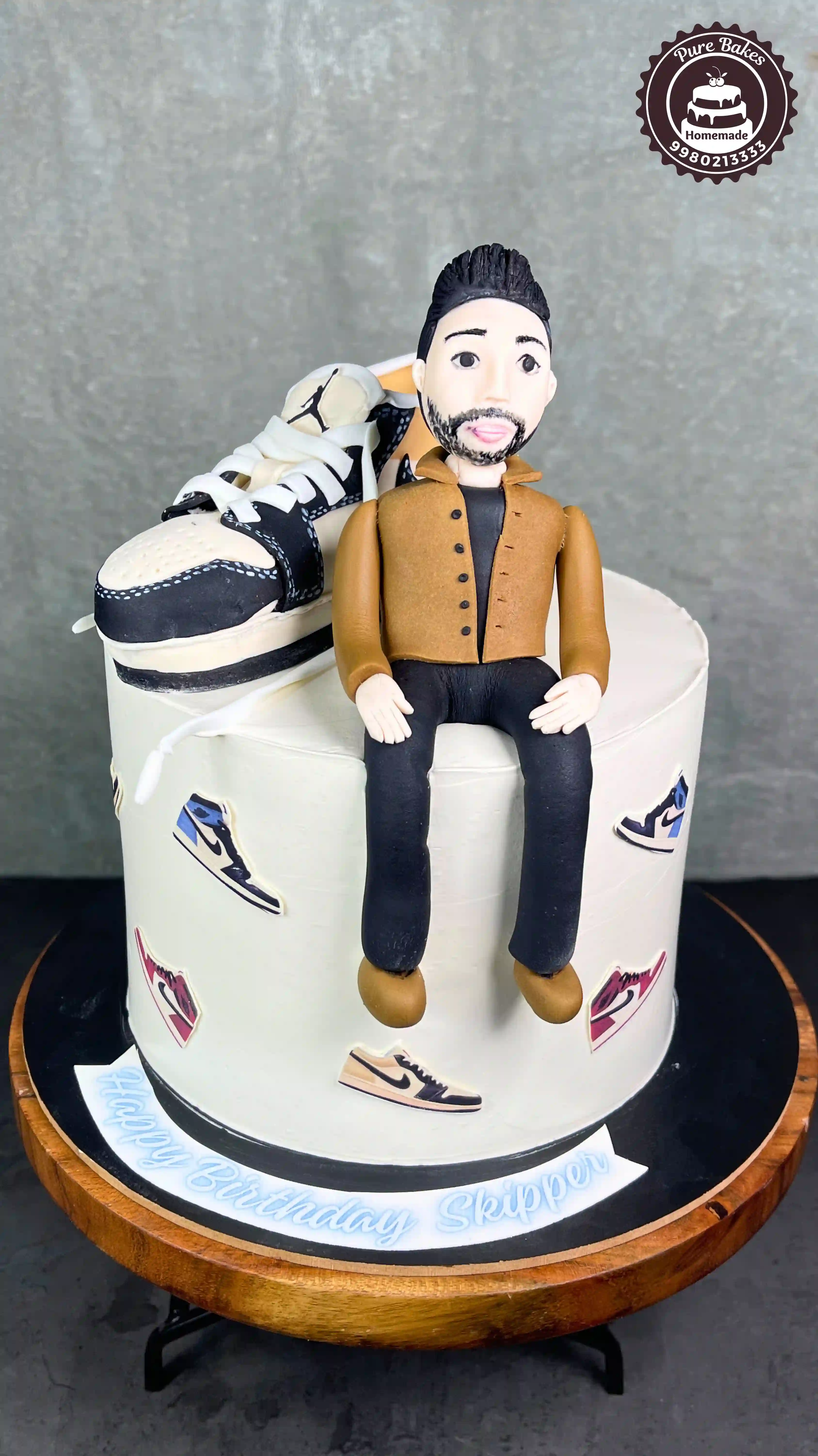Custom Sneaker Theme Birthday Cake With Boy Topper