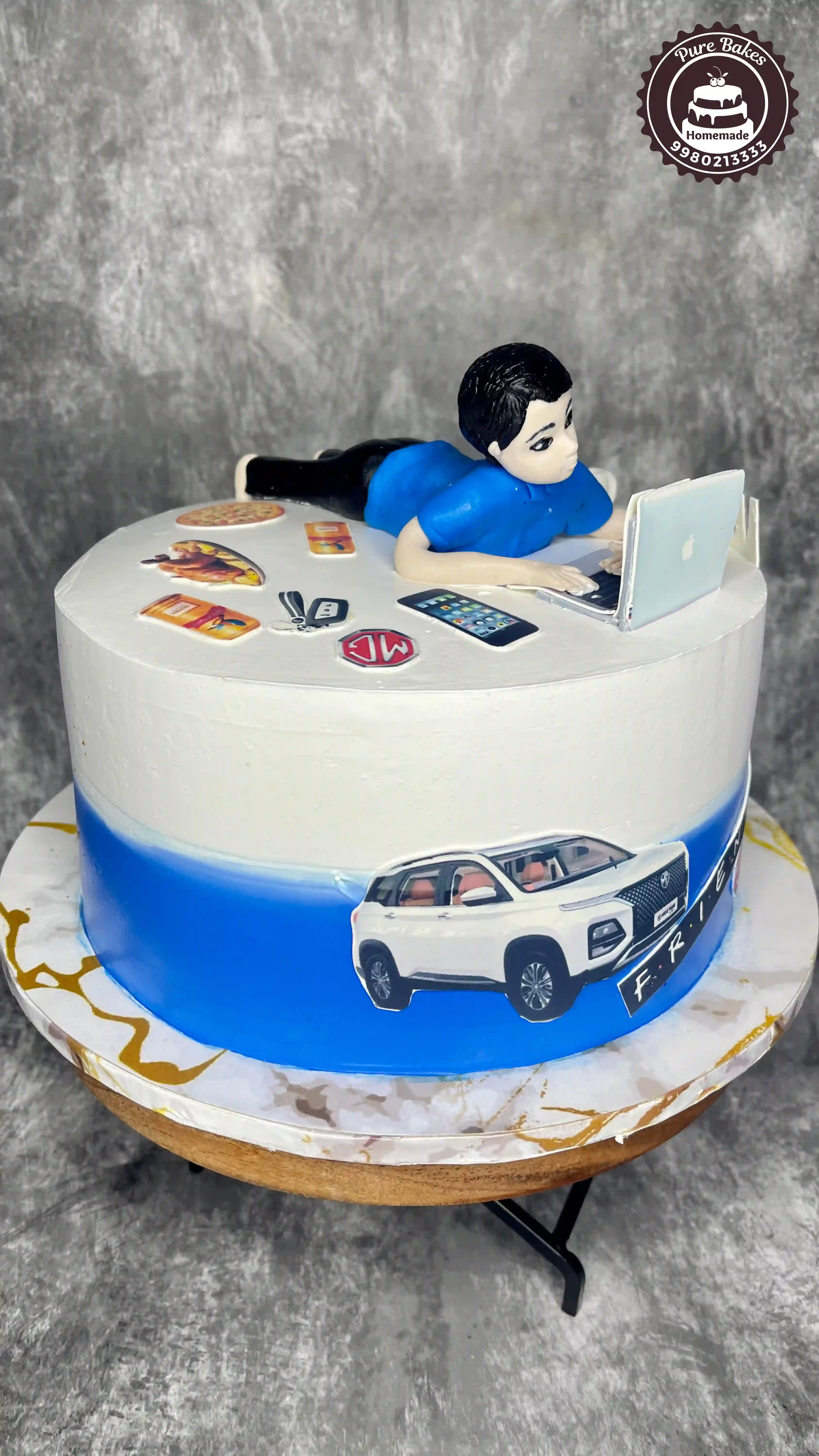 Customized Birthday Cake with Laptop, Car, and Gadget Theme