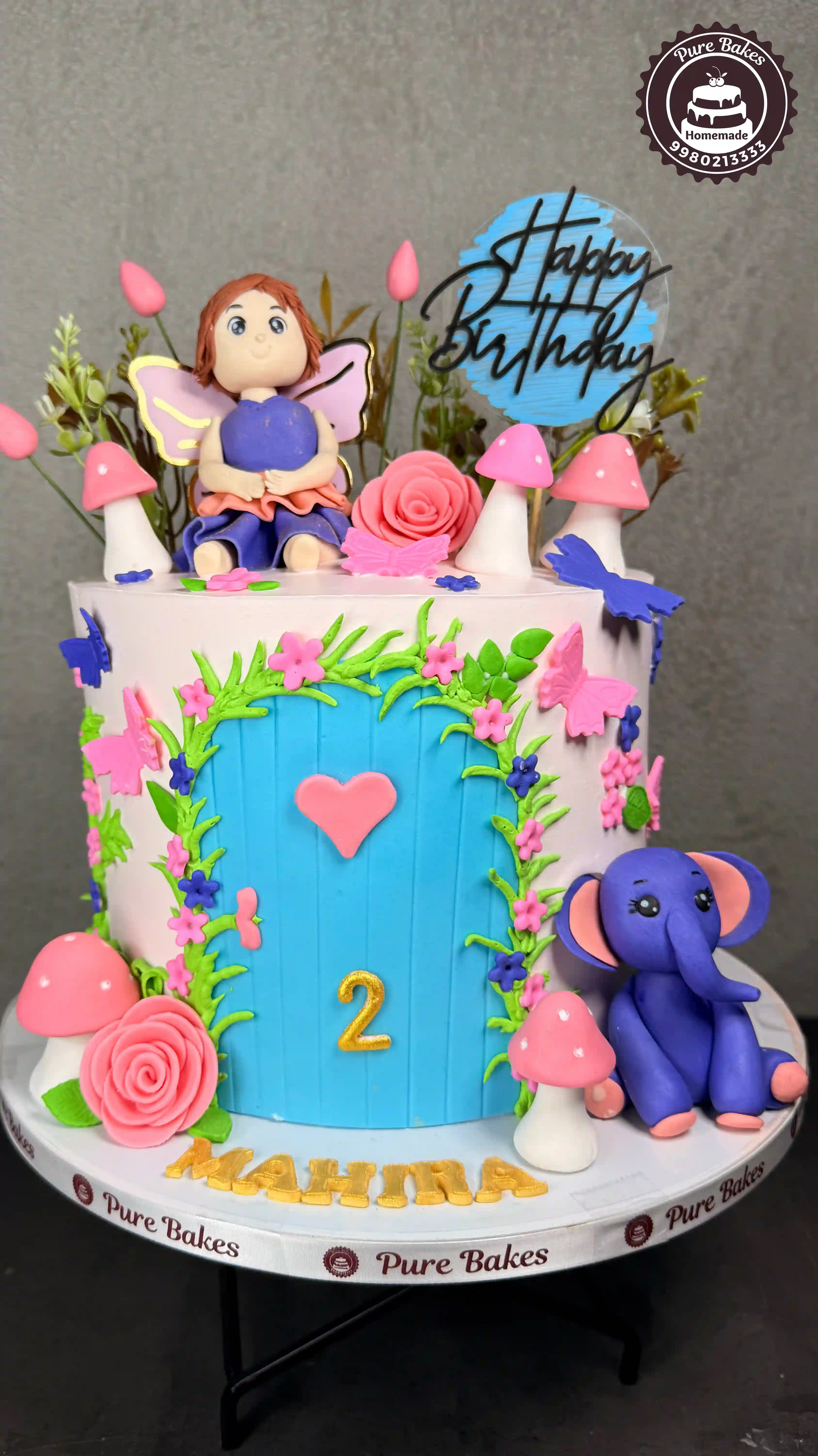 Cute Fairy Garden Birthday Cake for Baby Girl Celebration