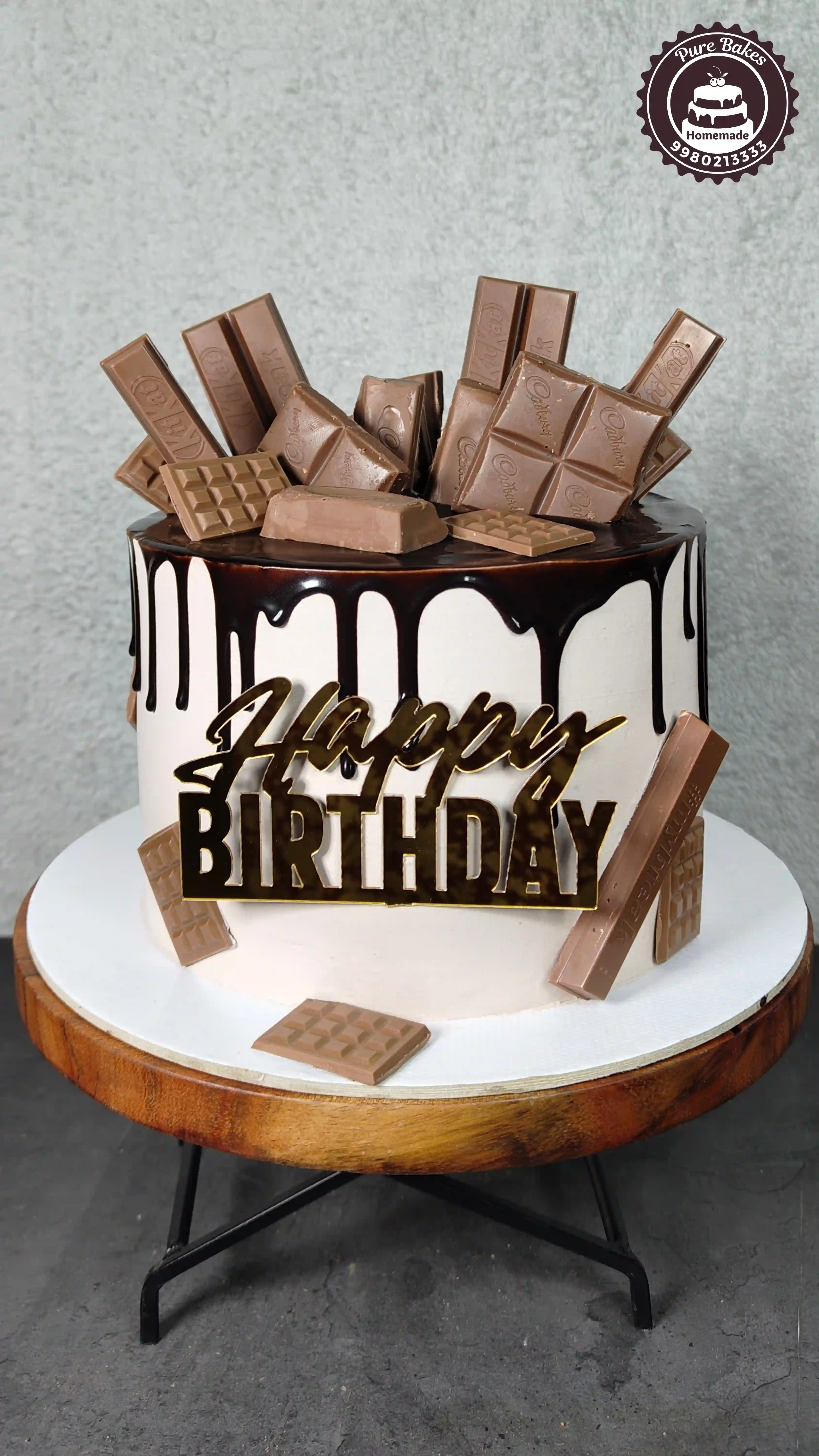 Decadent Chocolate Drip Birthday Cake With Candy Bar Toppings