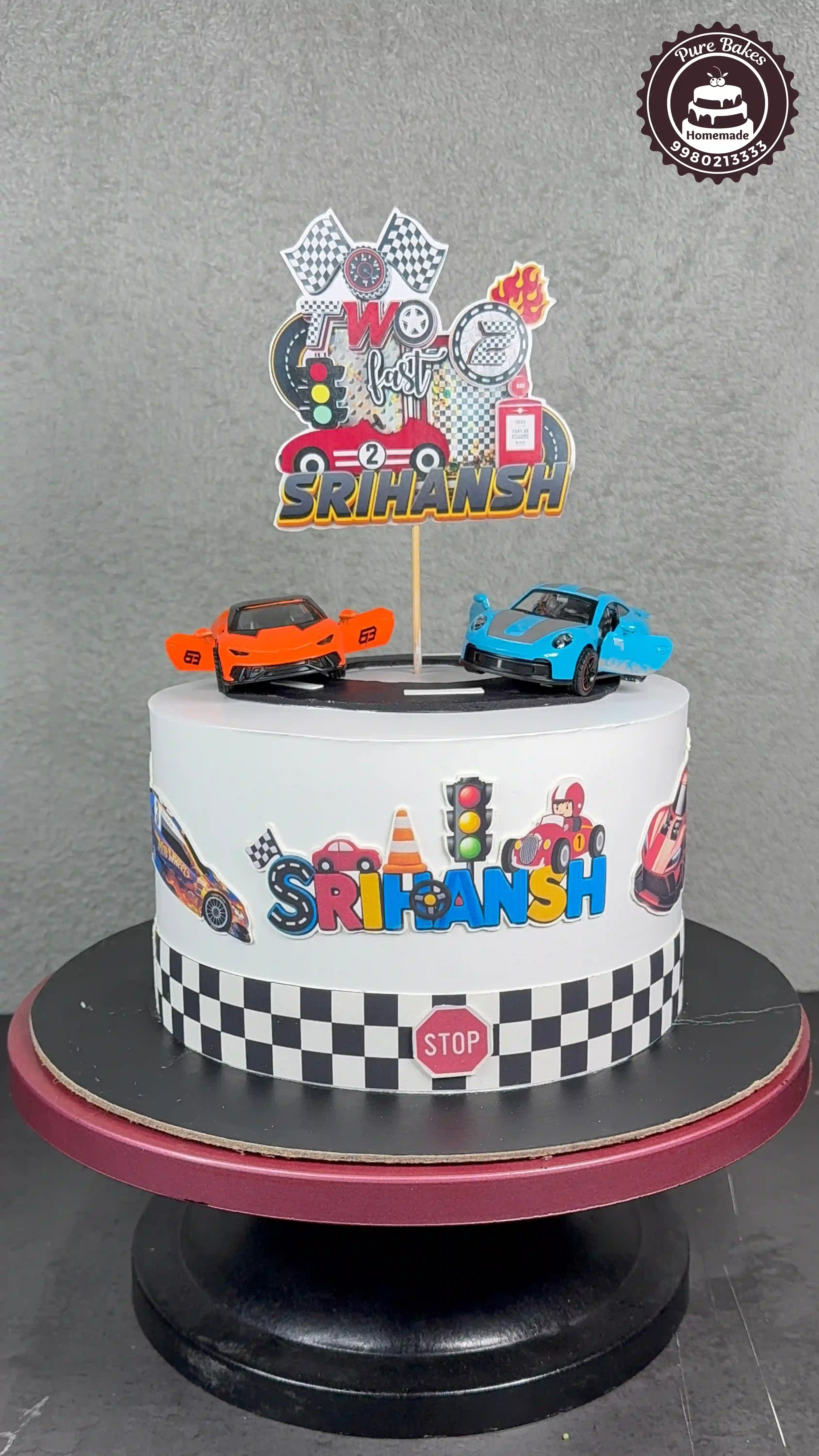 Fast Cars Themed Birthday Cake for Kids Celebration