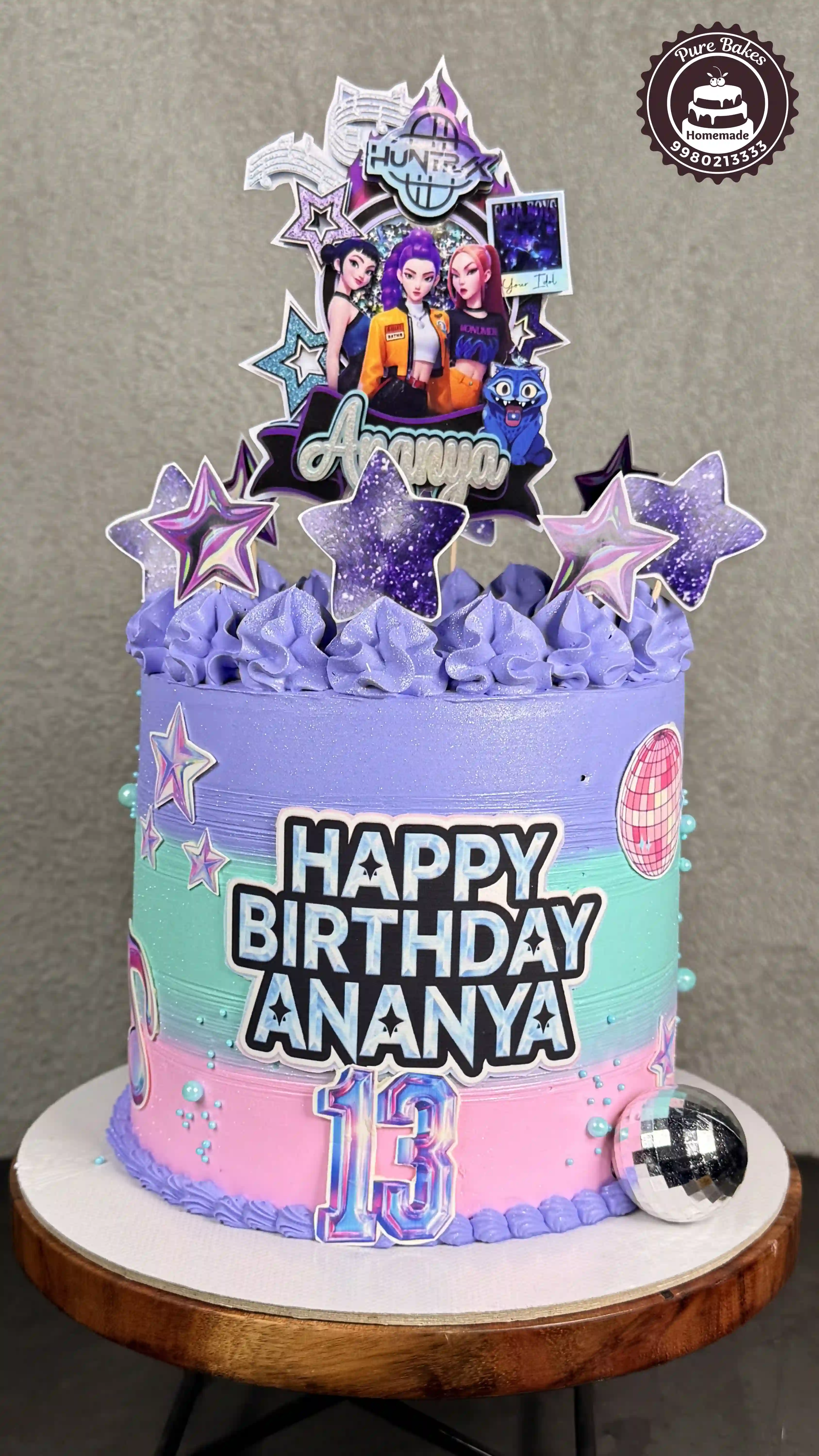 K-pop Theme Purple Birthday Cake for Teen Girls