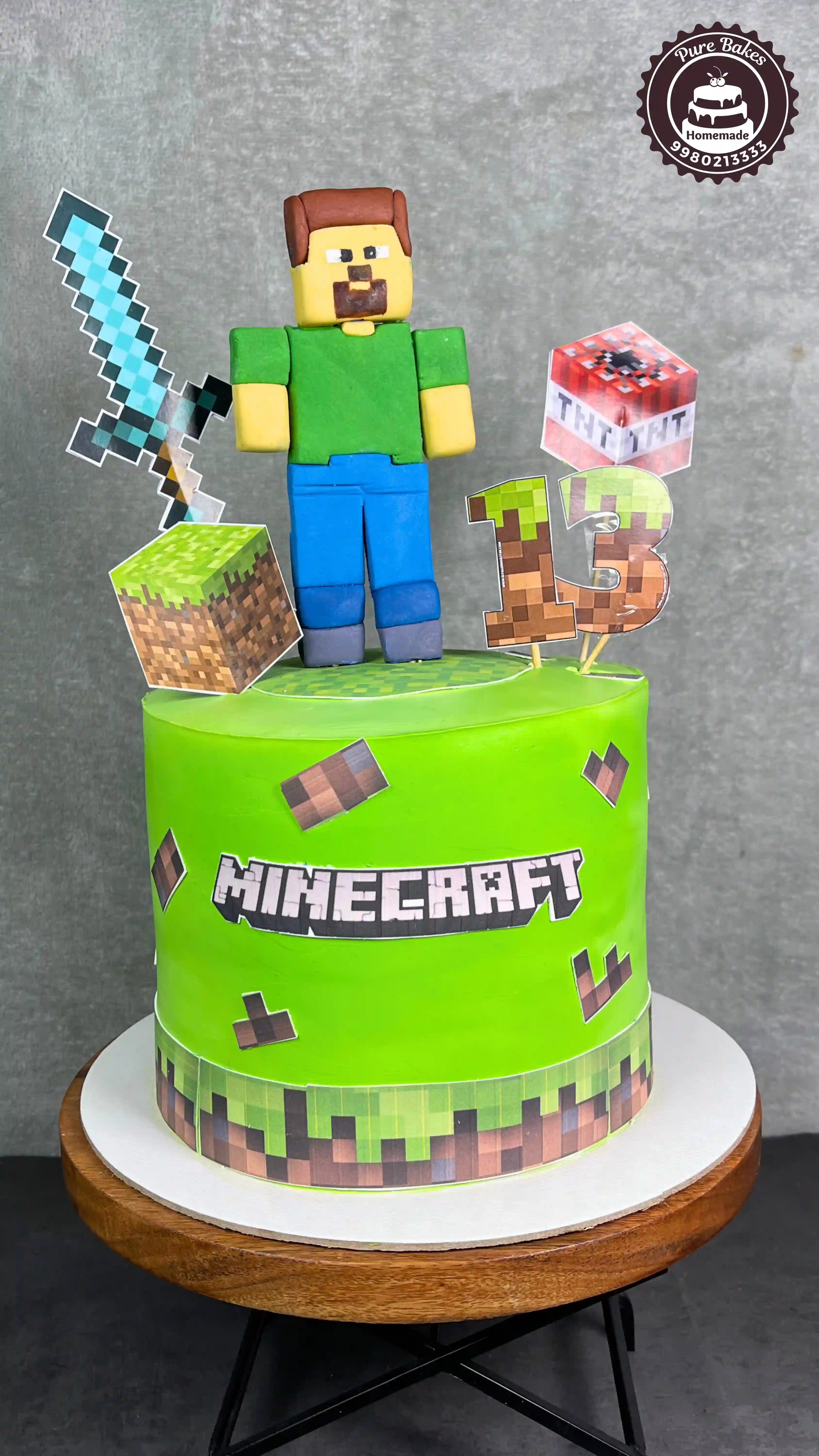 Minecraft Birthday Cake Design with Custom Gamer Theme Decor