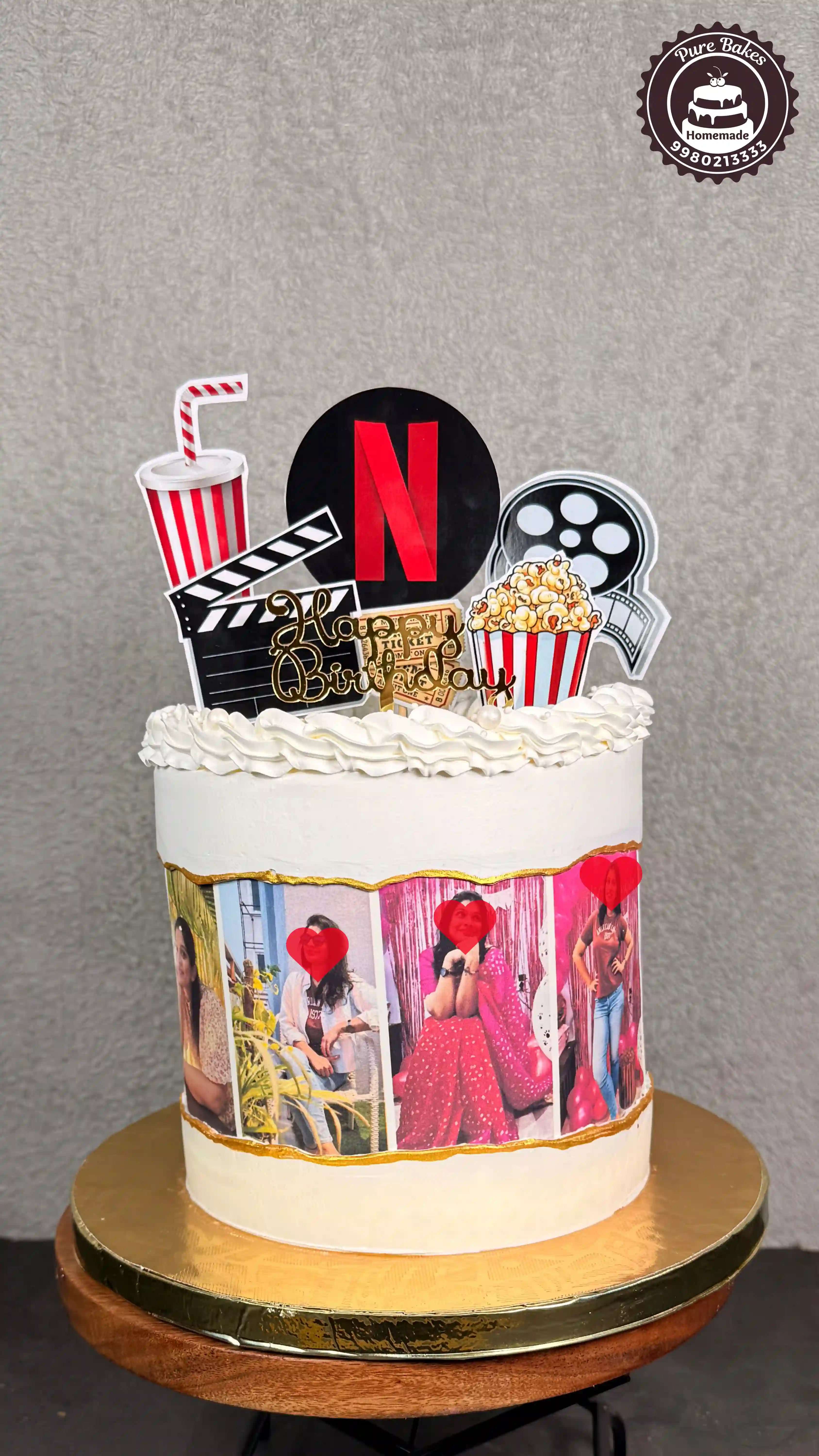 Netflix Theme Photo Birthday Cake for Movie Lover Celebration
