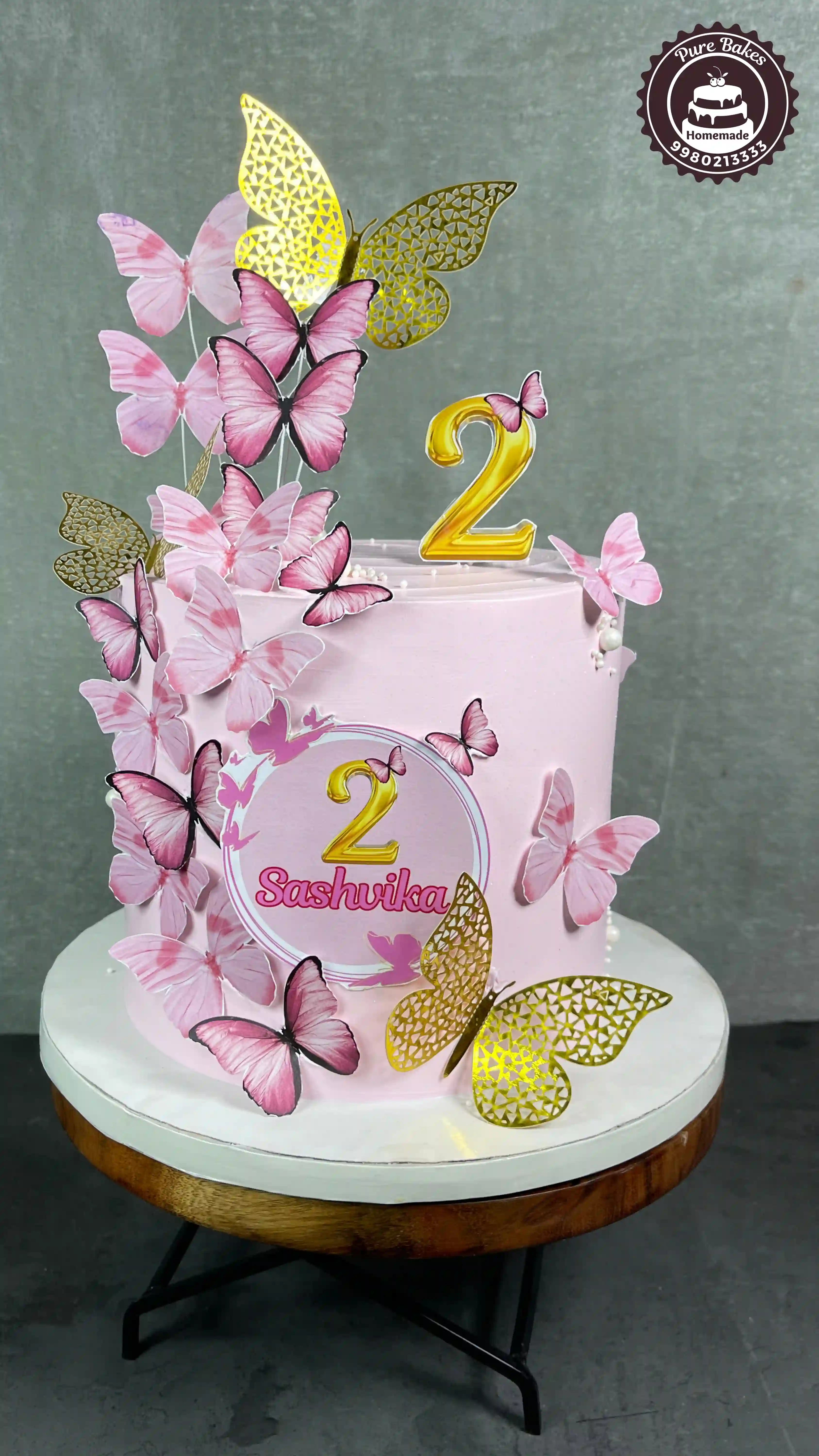 Pink Butterfly Birthday Cake for Baby Girl Celebration