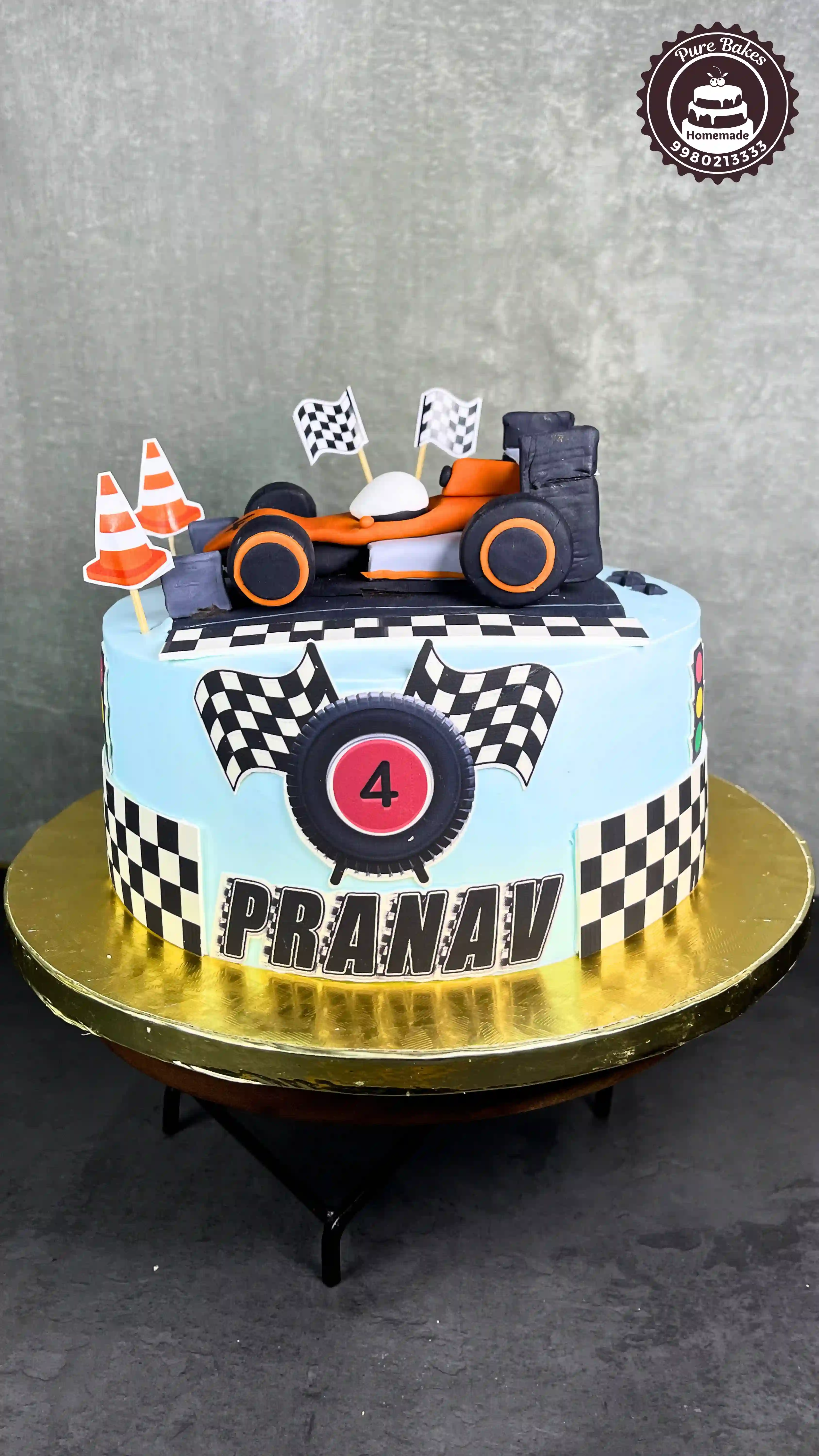 Race Car Theme Birthday Cake for Kids Celebration