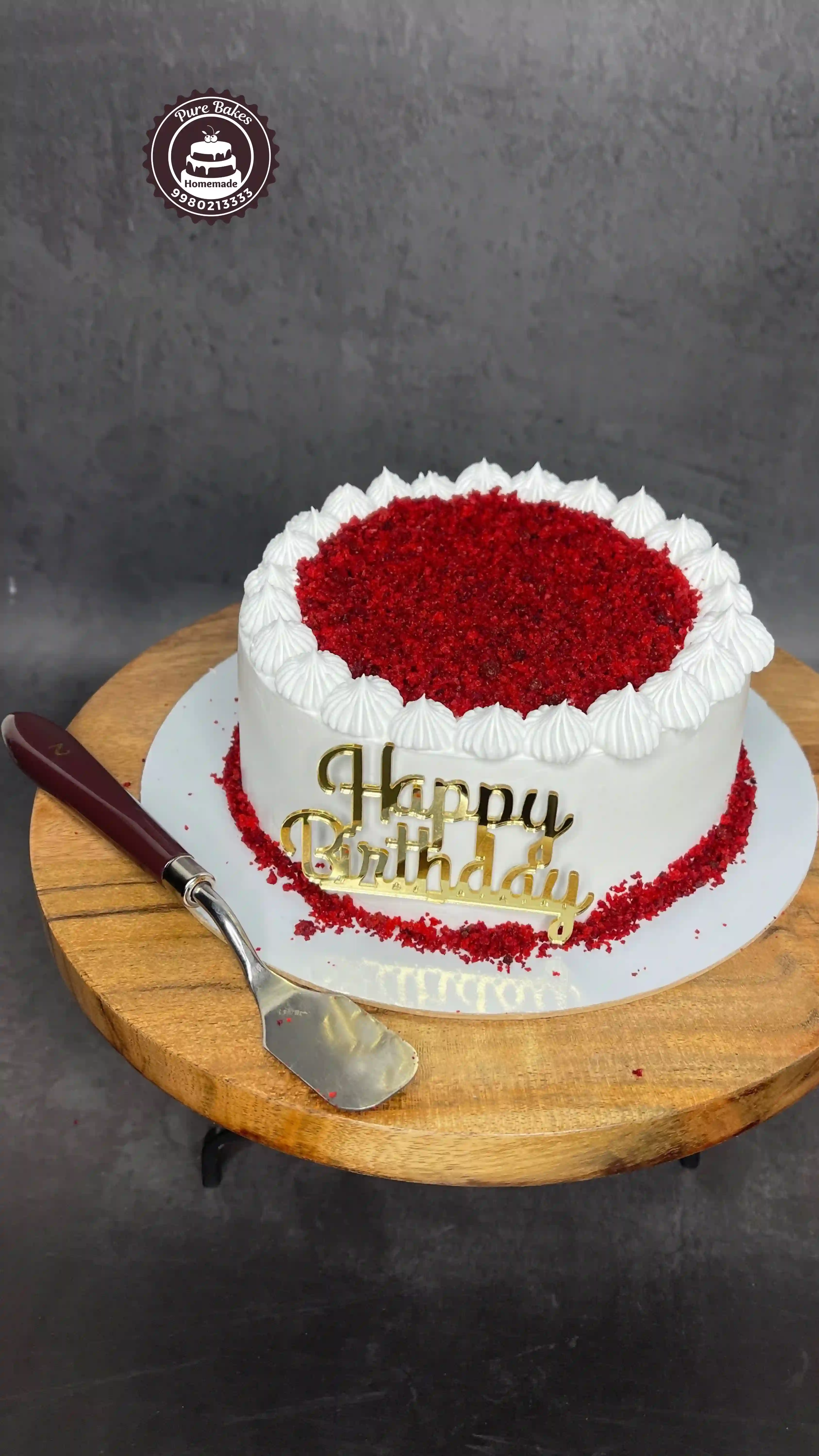 Red Velvet Birthday Cake with Creamy White Frosting