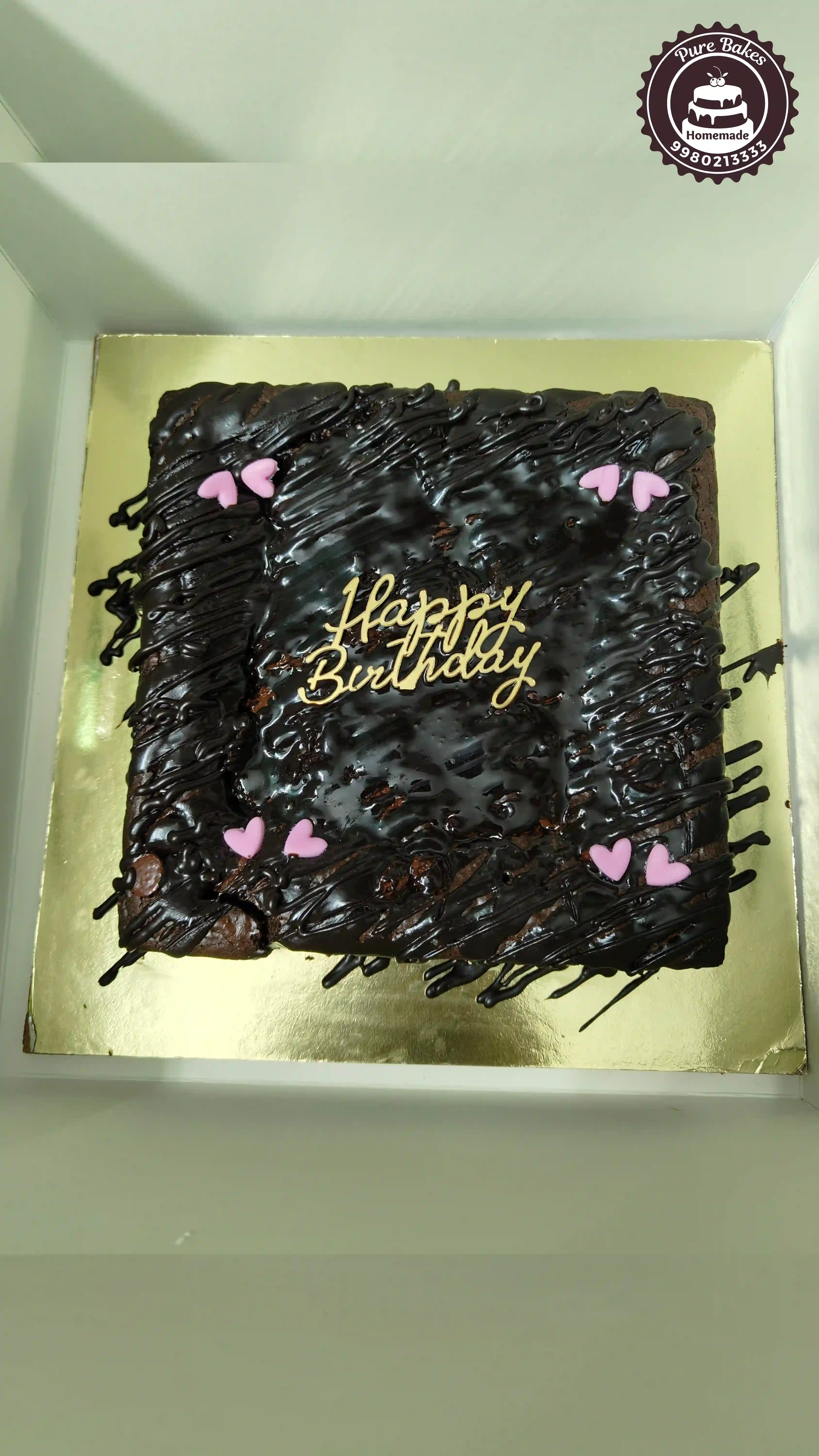 Rich Chocolate Drip Birthday Brownie Cake for Celebrations
