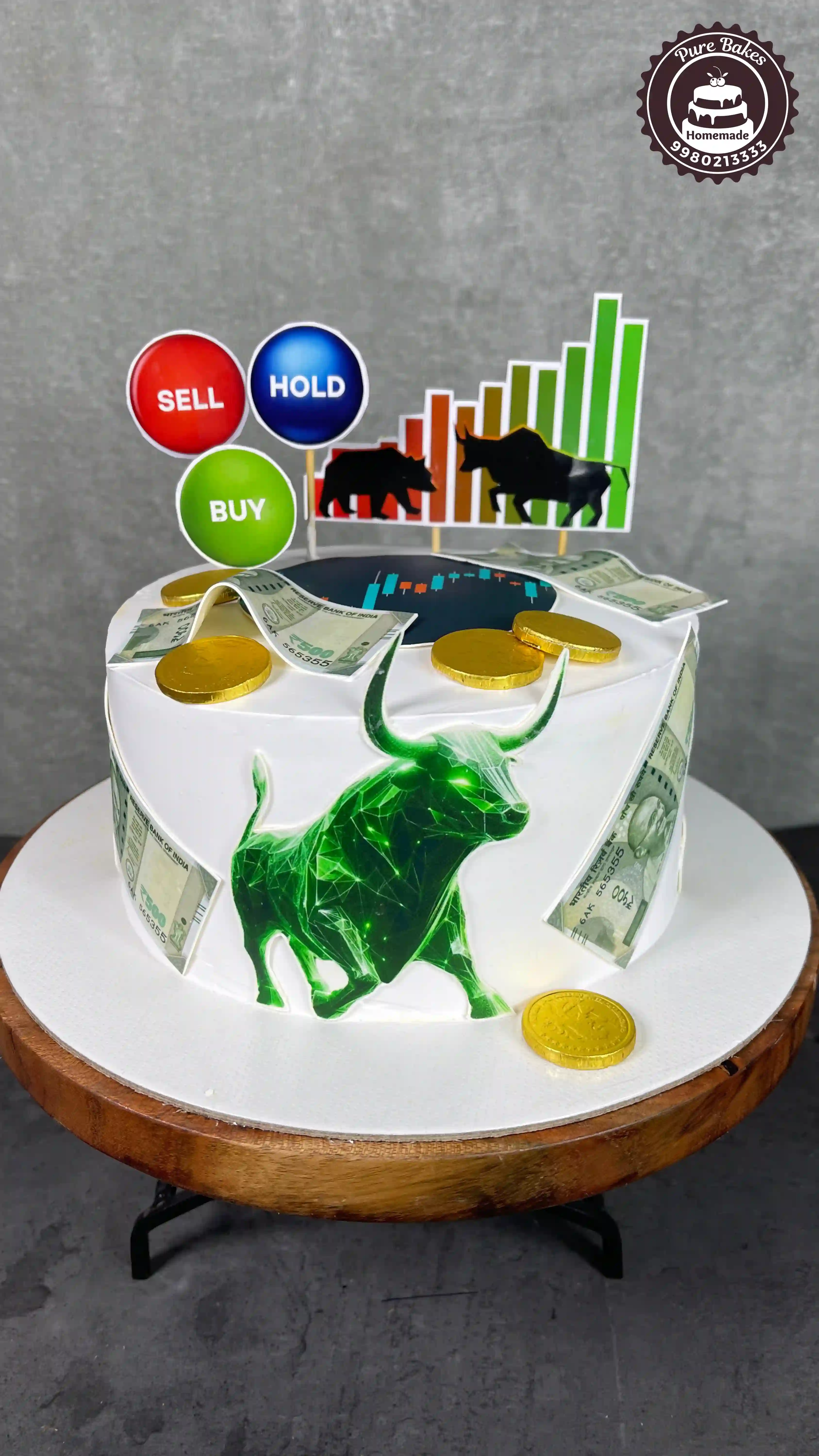 Stock Market Trading Theme Birthday Cake for Investors