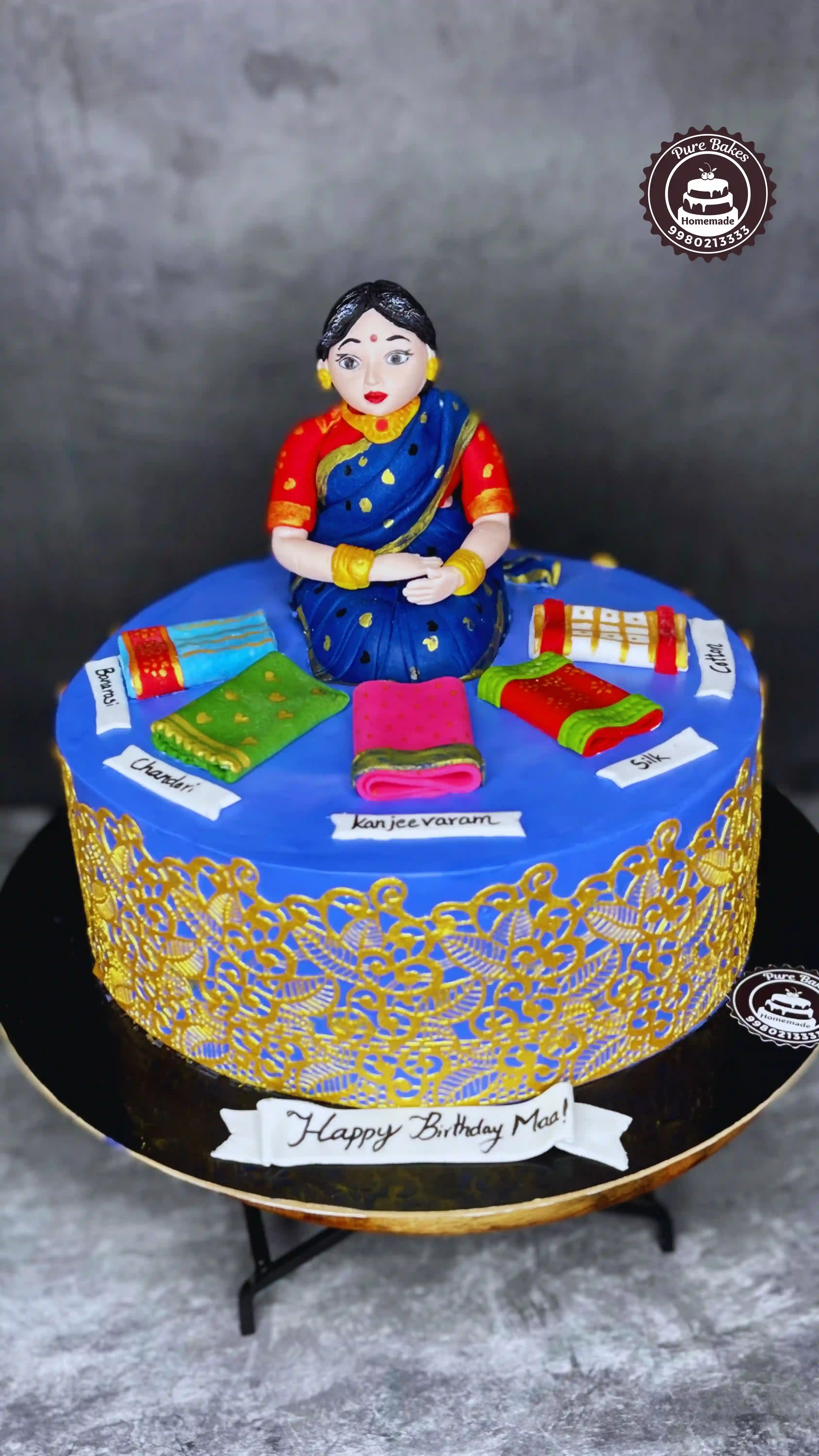 Traditional Saree Shopping Theme Birthday Cake for Mom