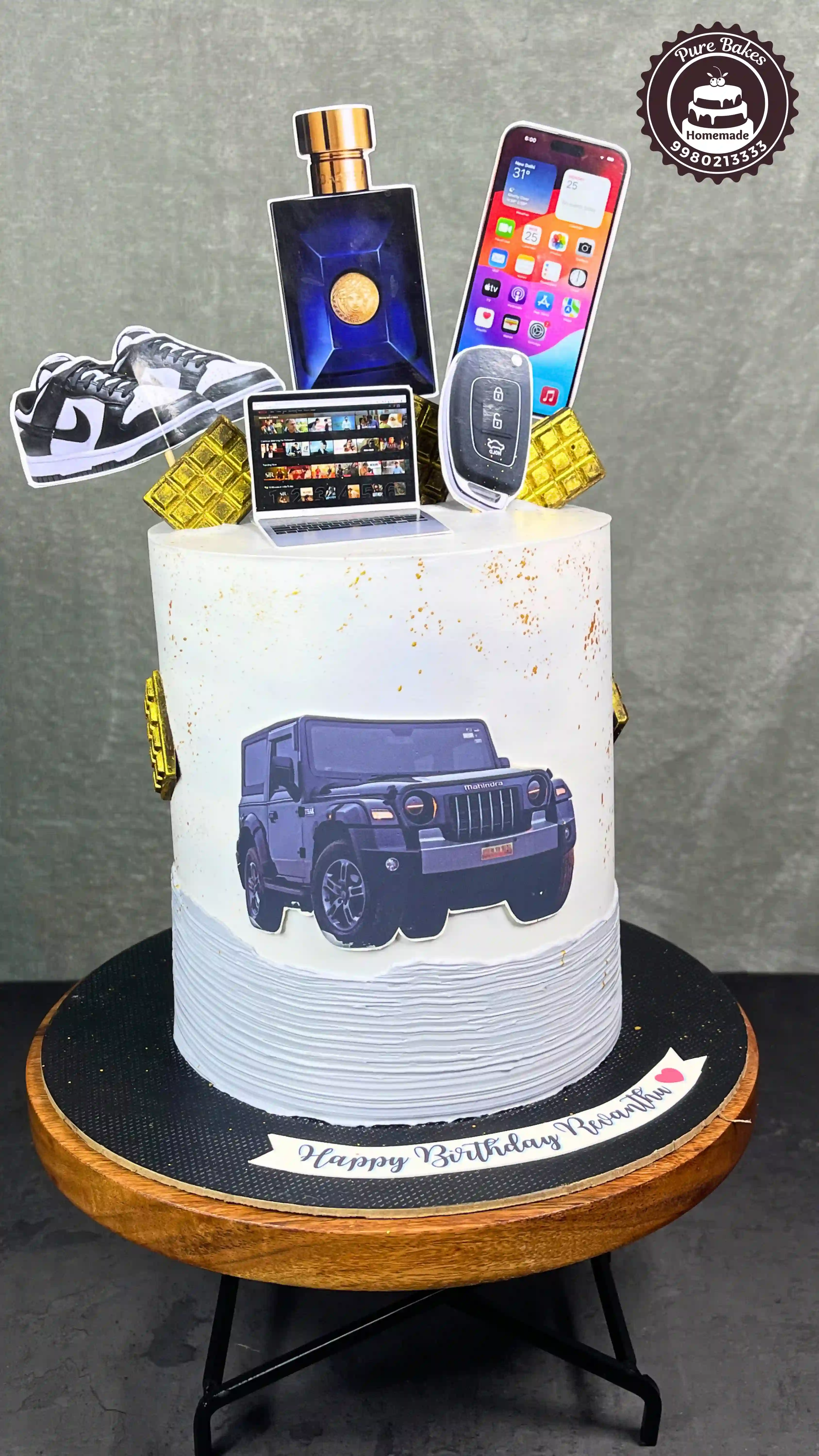 Trendy Gadget and Car Theme Birthday Cake Design
