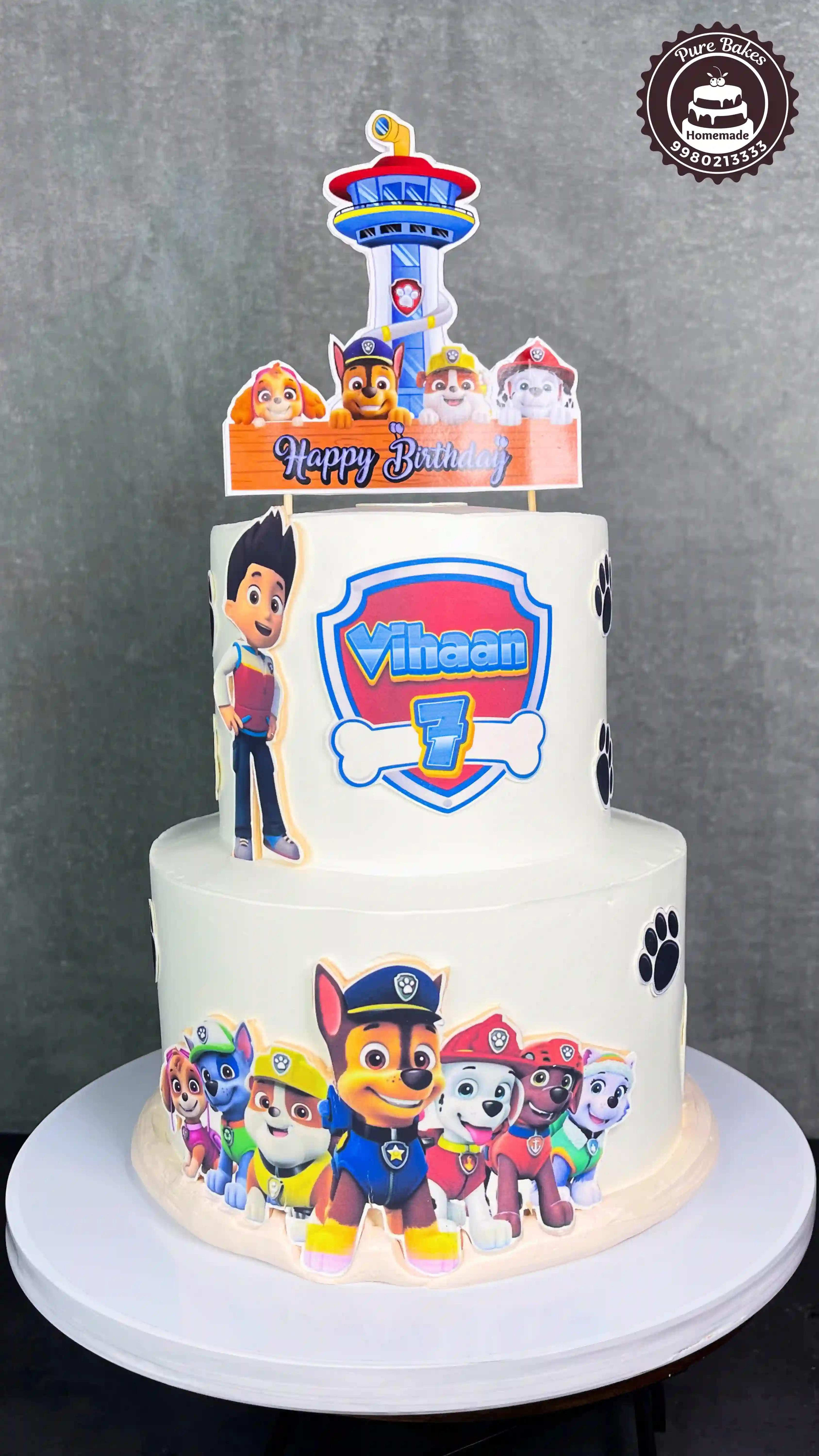 Two Tier Paw Patrol Birthday Cake for Baby Boys