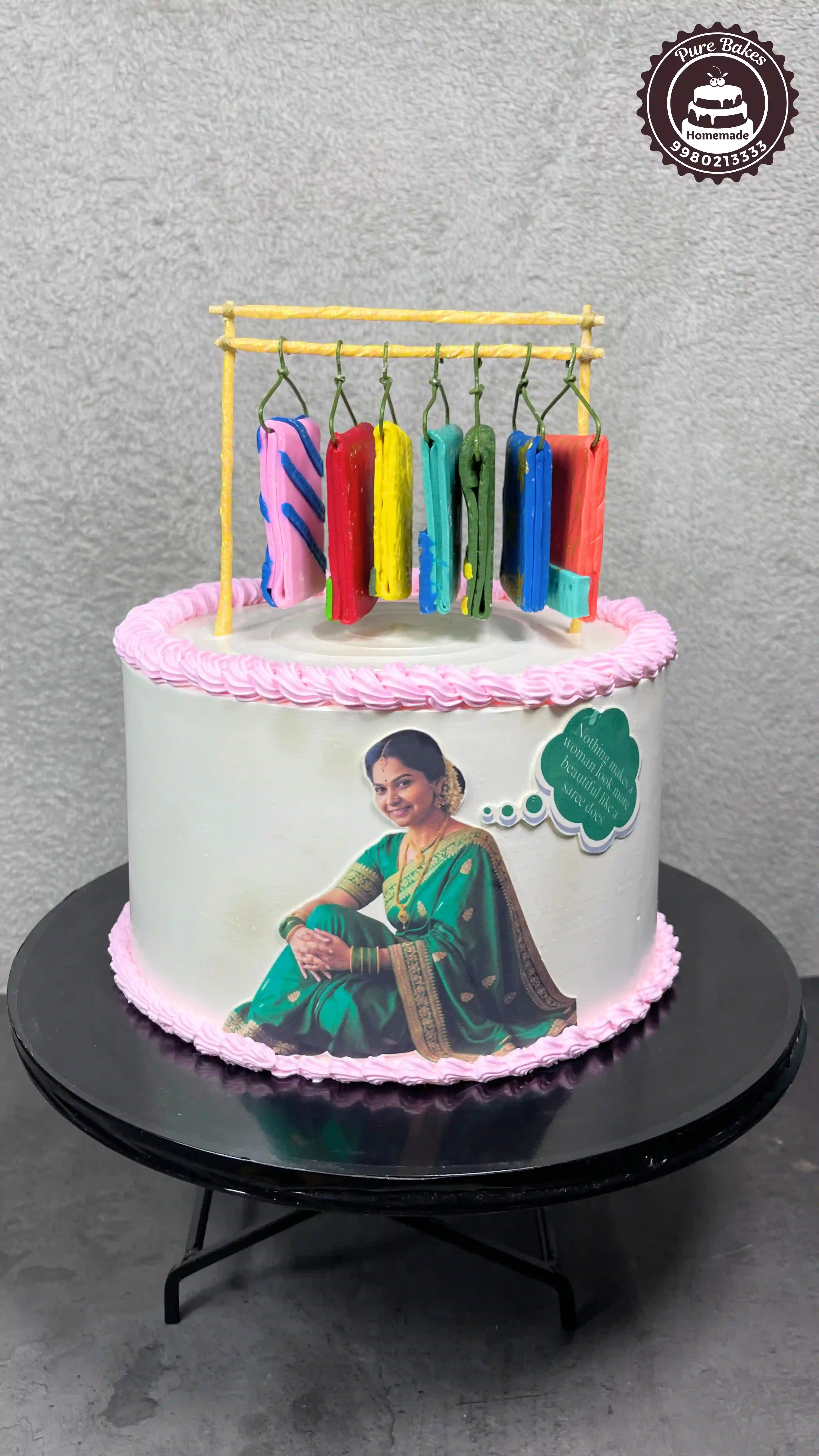 Unique Traditional Saree Theme Cake For Women Birthday