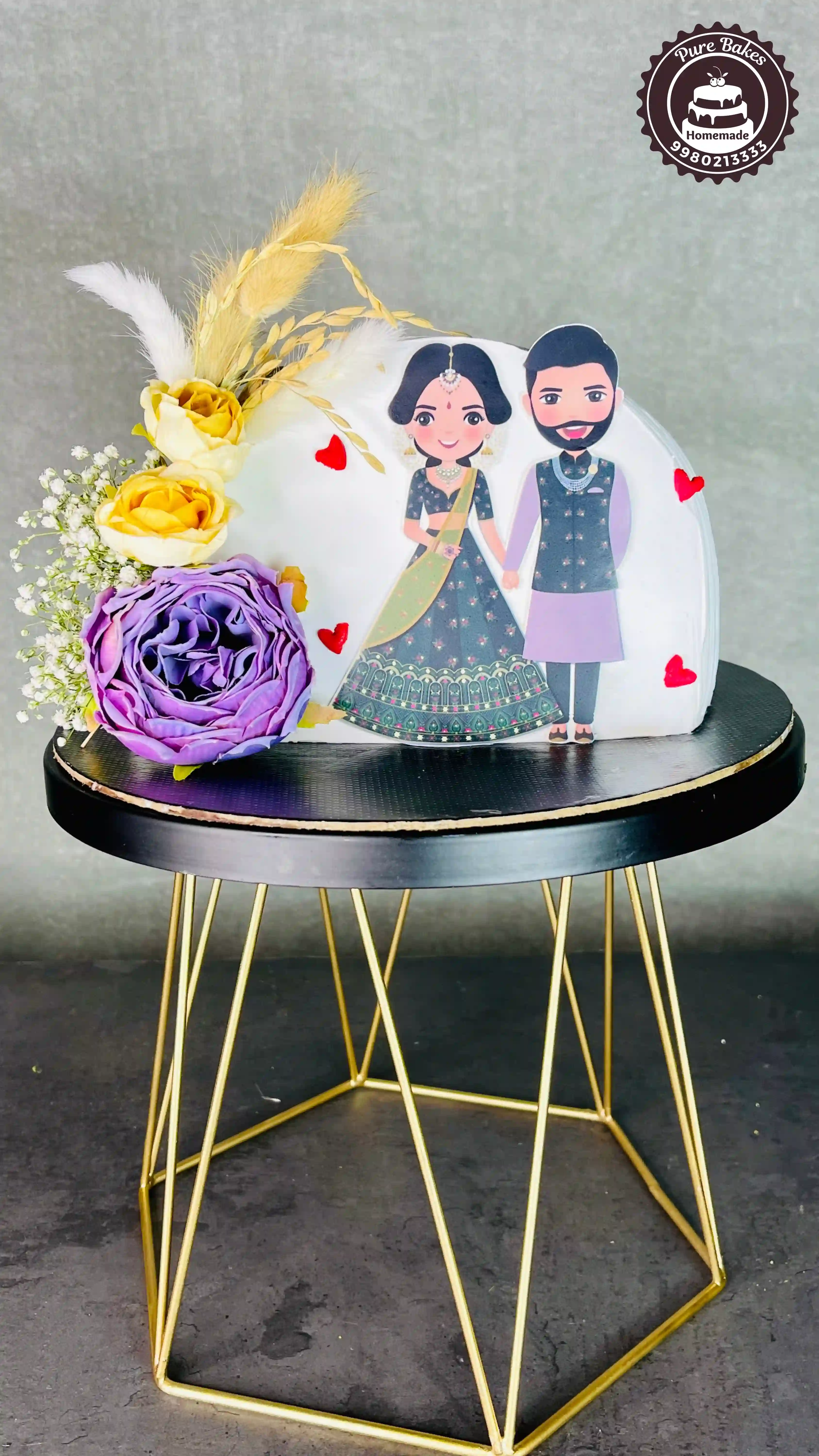 Cute Couple Engagement Cake Design