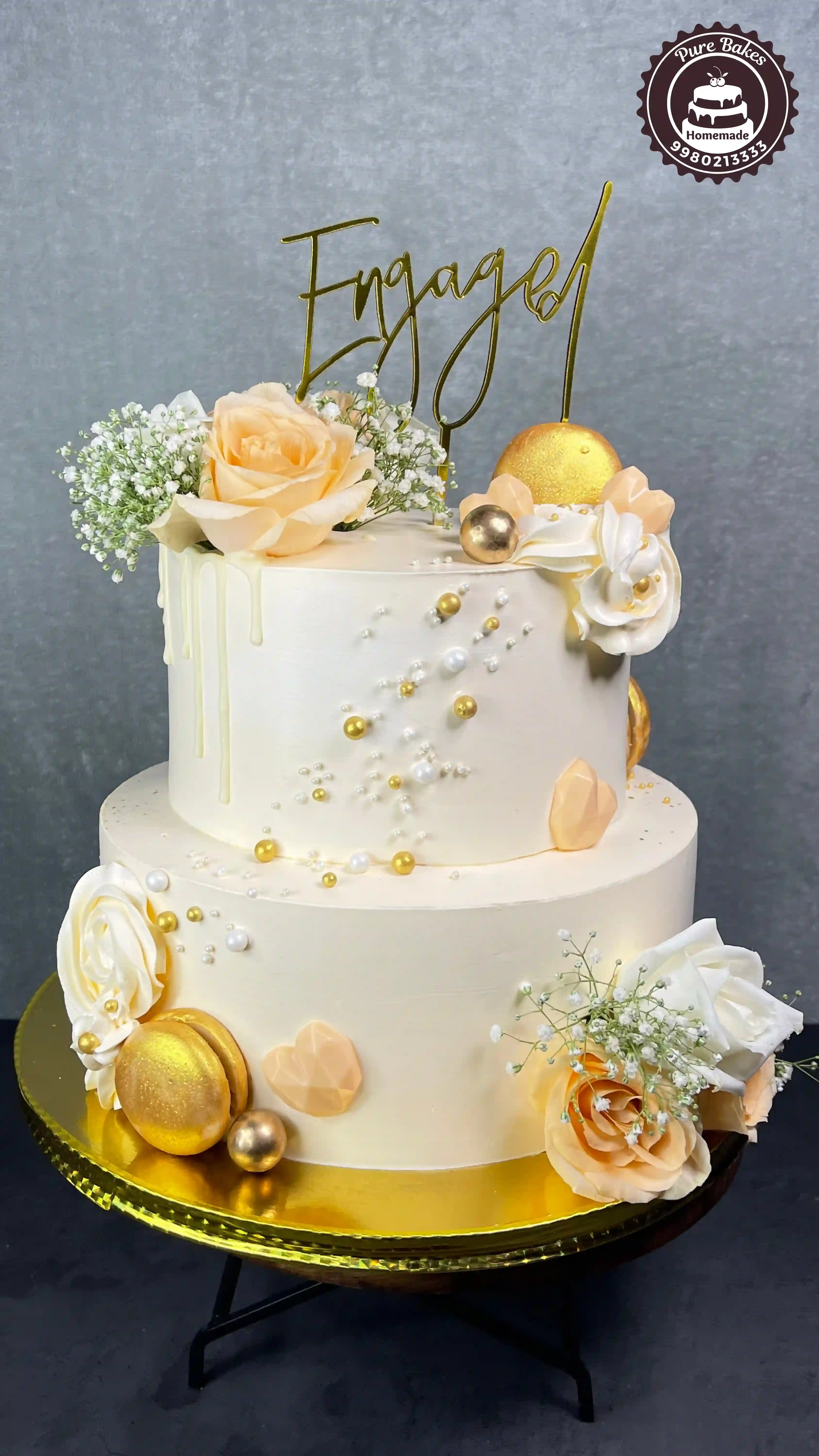 Gold Pearl Celebration Cake