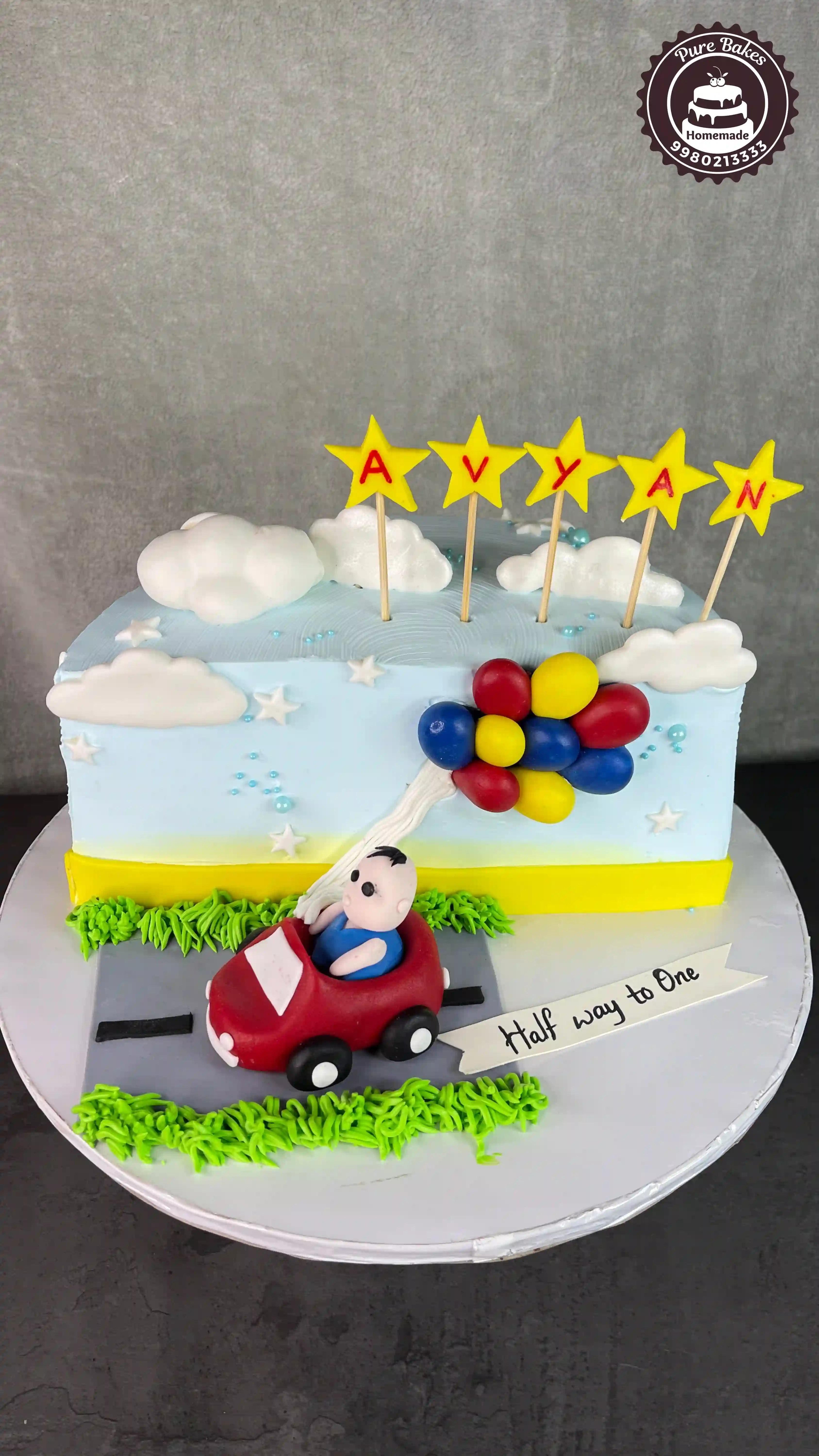 Half Birthday Car Theme Cake