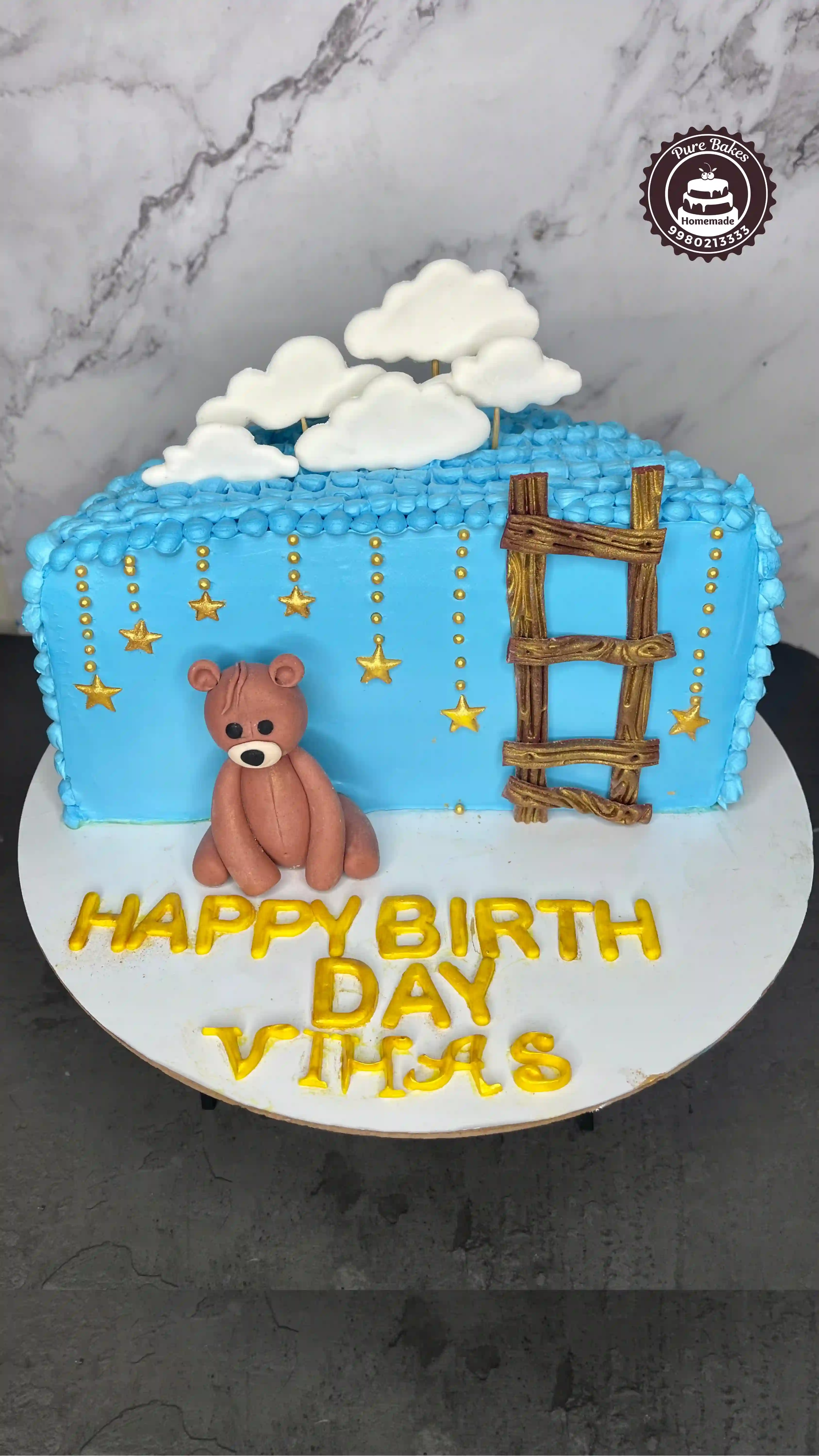Teddy Bear Sky Theme 6months Cake