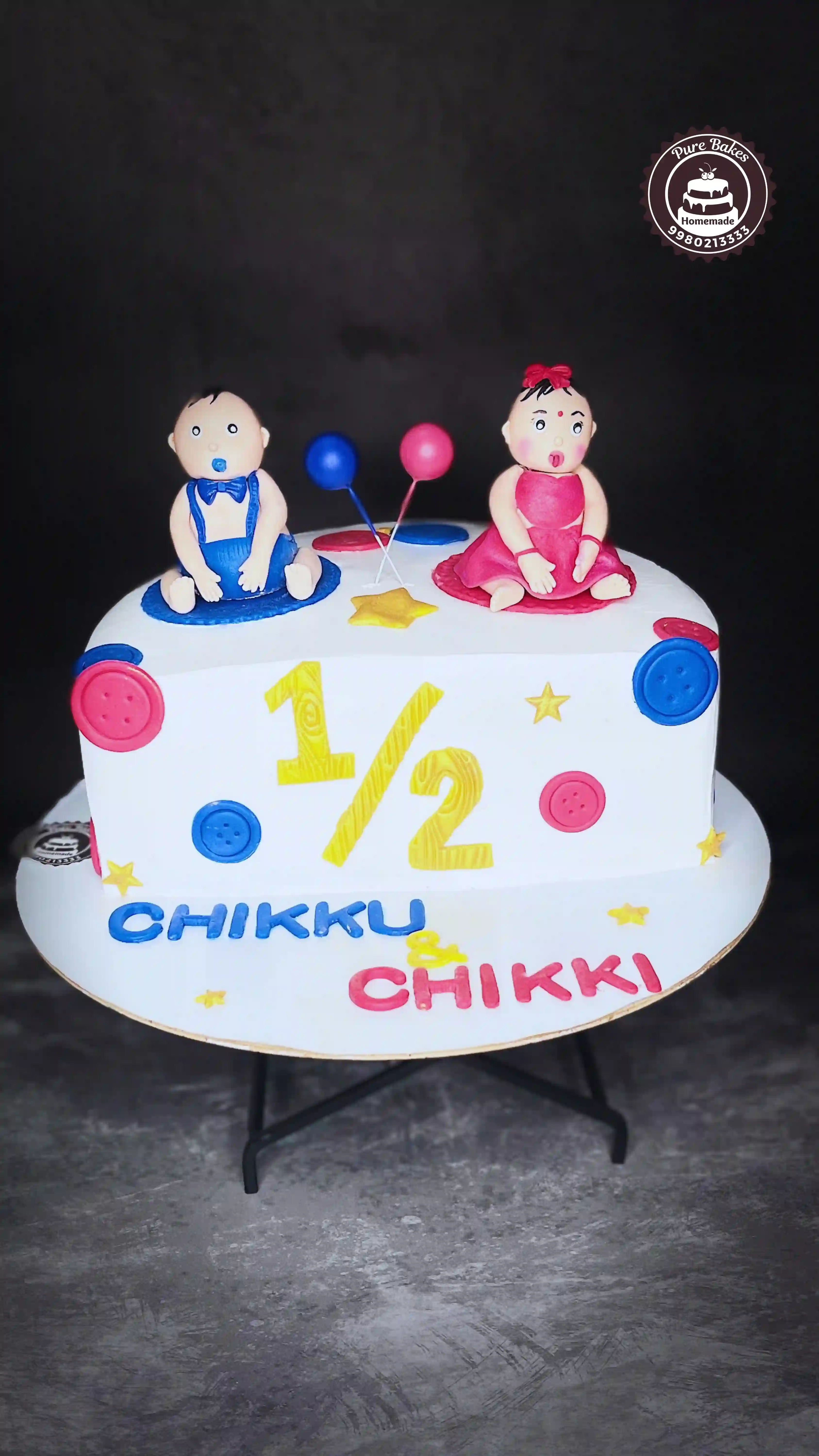 Twin Babies Half Birthday Cake
